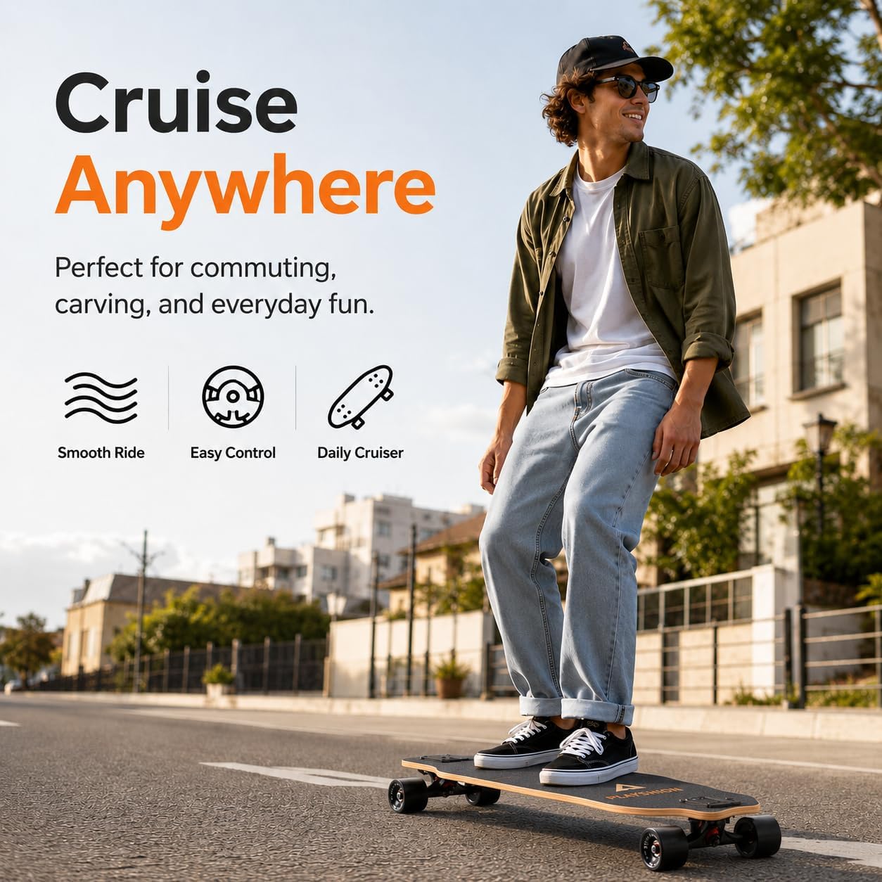 Playshion 39 Inch Drop Through Longboard Skateboard for Beginners