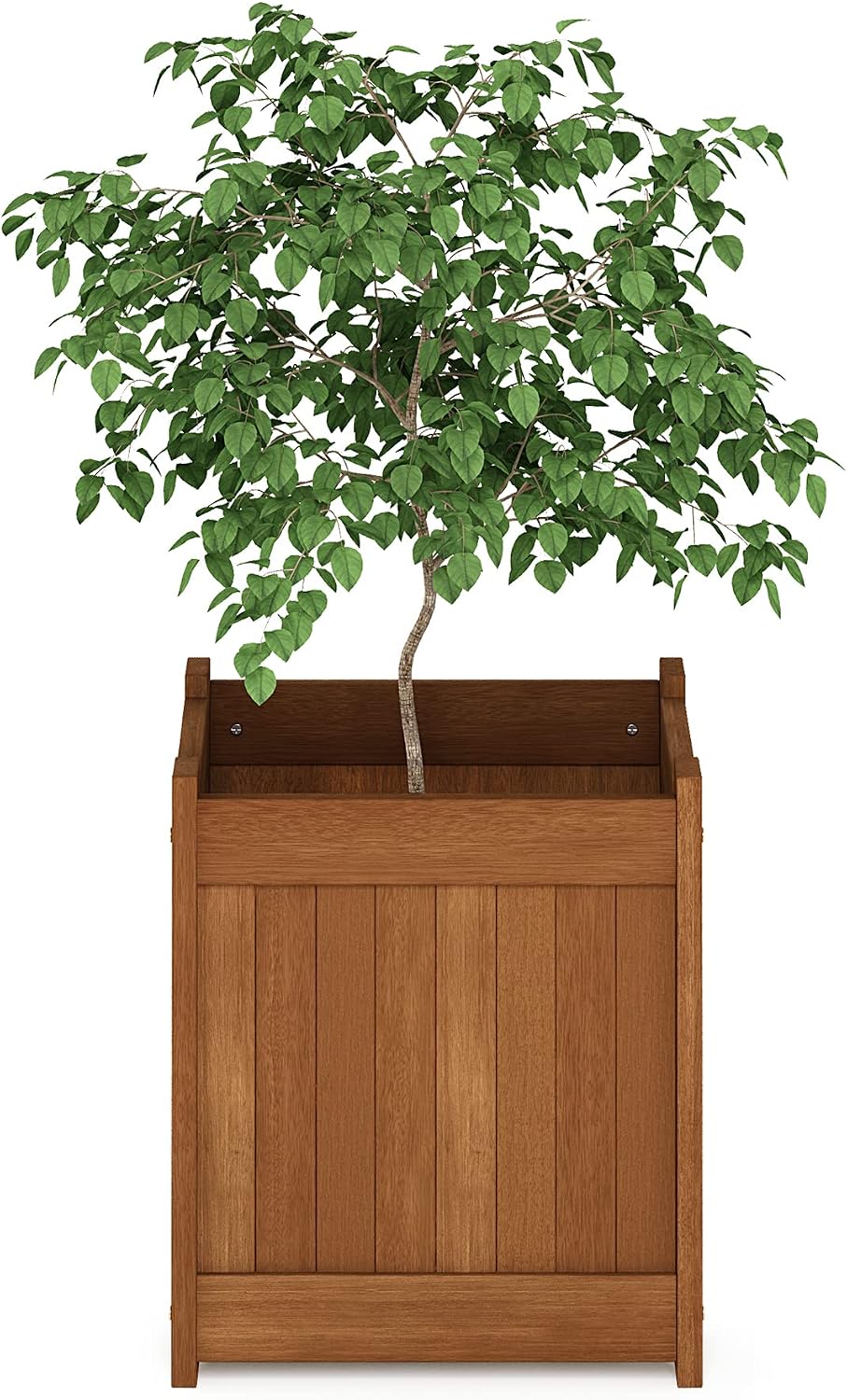 Furinno 2-FG16450 Tioman Hardwood Flower Box, Two-Pack, Natural | 15.4 x 15.4 x 17.7, Flower Box, Garden Box, in Teak Oil, Outdoor Indoor, Garden, Patio, Balcony