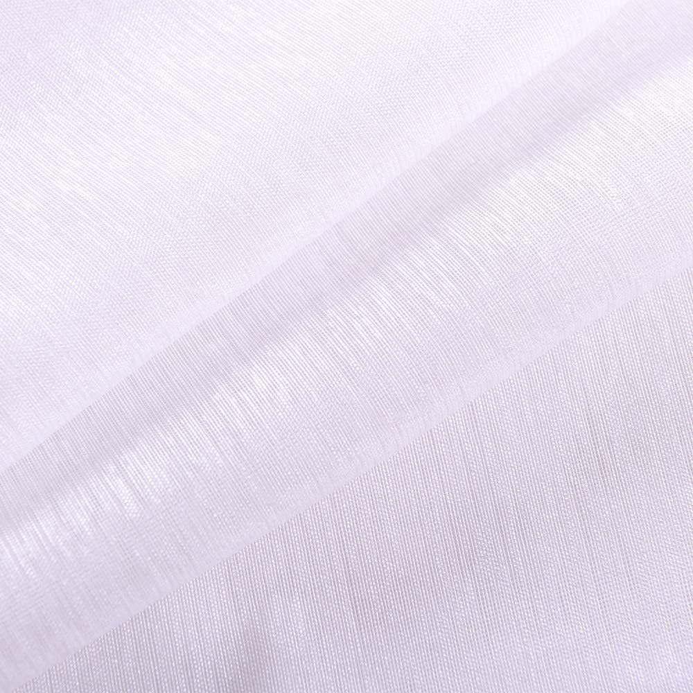 KOUFALL White Sheer Curtains 72 Inches Long for Bedroom Set of 2 Panels Grommet Faux Linen Window Voile Semi Baisc Decorative Sheer Curtains for