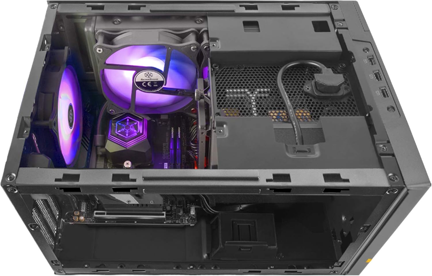 Silverstone Technology SUGO 14, SG14, Black, Mini-ITX Cube Chassis, Supports 3 Slot Full Length GPUs/ATX PSU / 240mm AIO, 4 Removable Panels