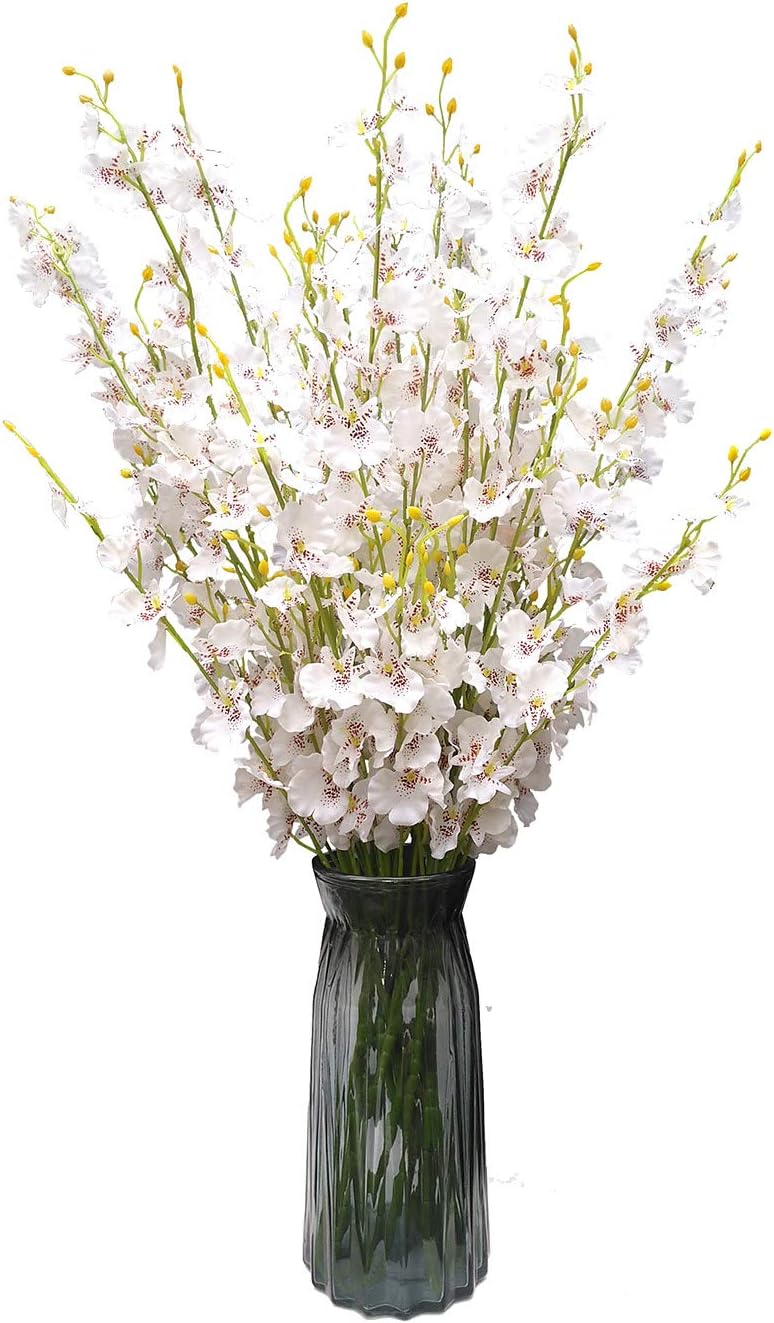 Yellow Artificial Flowers Orchids Silk Fake Flowers in Bulk, 12 Pcs (Each 38.5”), for Wedding Festive Party Home Office Decoration, No Include Vase