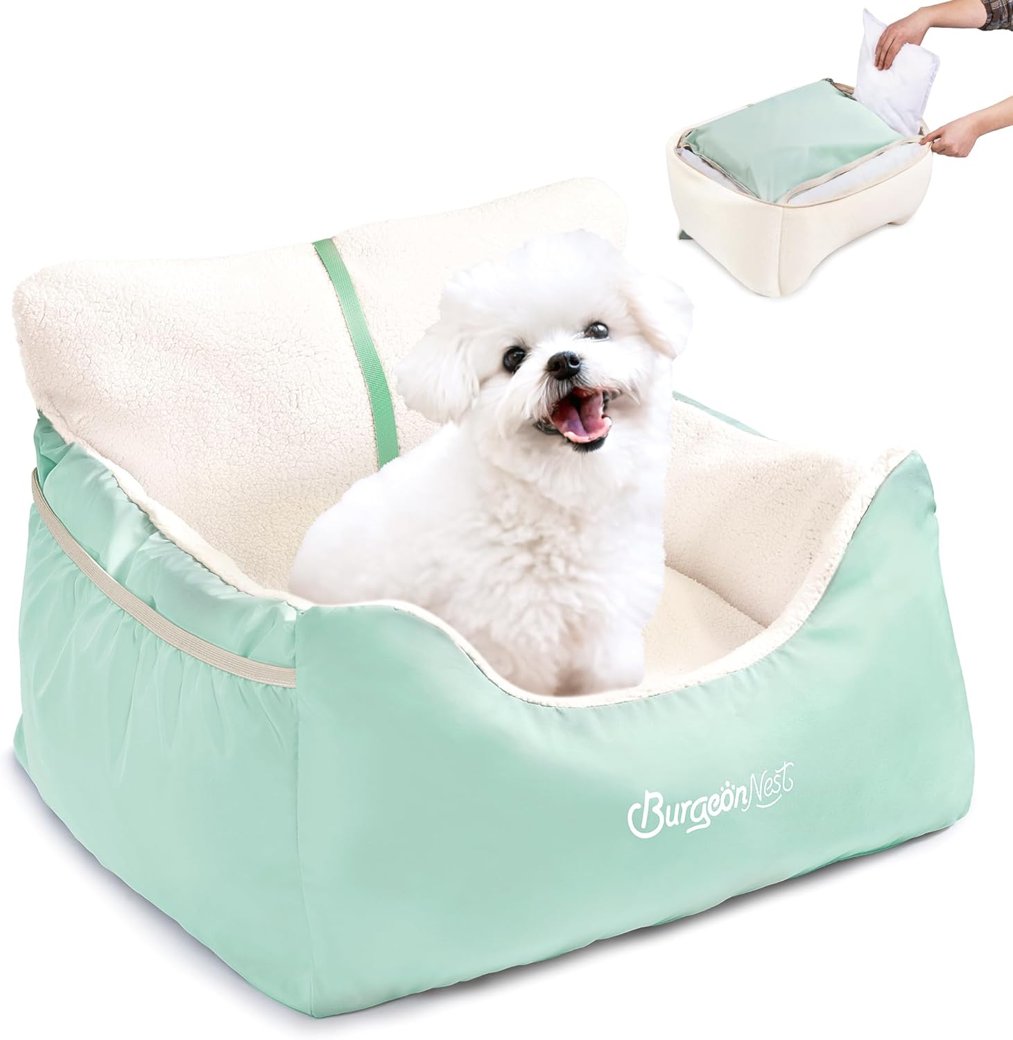BurgeonNest Dog Car Seat for Small Dogs & Cats Under 25 lbs,Black