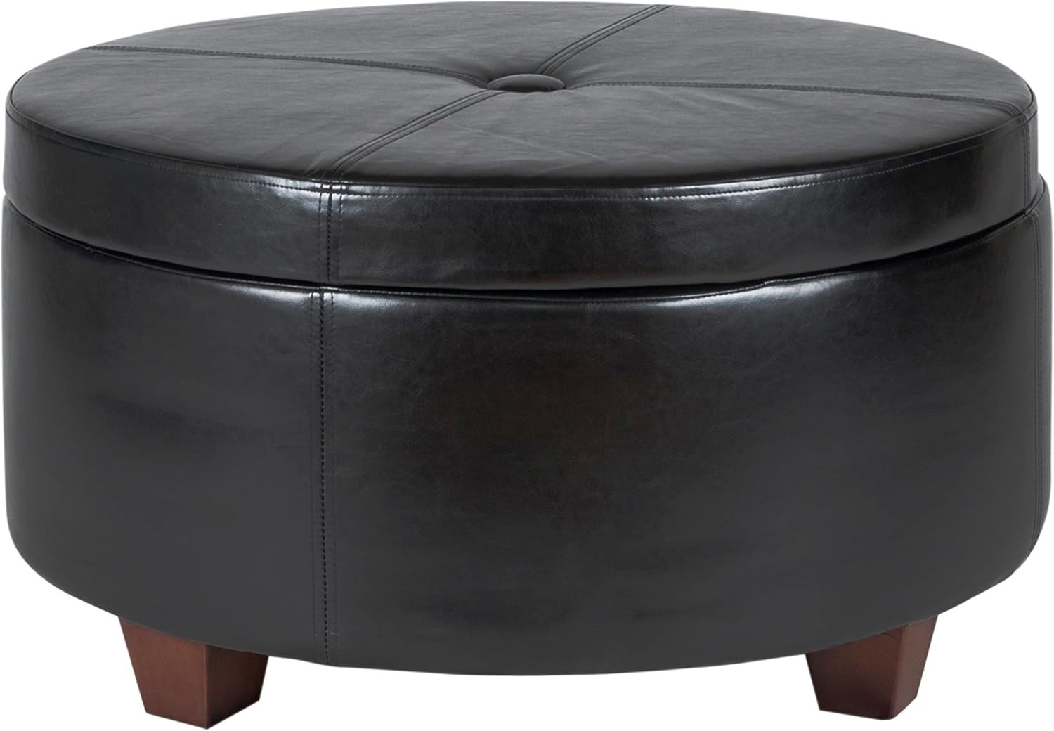 HomePop 24" Large Leatherette Storage Ottoman - Distressed Brown Faux Leather