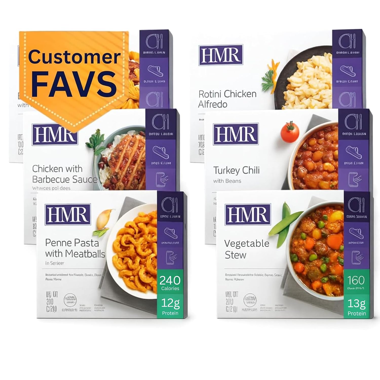 HMR Variety Entrée Meals Pack, 5 Ready-to-Eat Favorites | Entrée Variety Pack – Assorted Ready Meals – Microwave-Friendly – 5 Meals – Shelf Stable