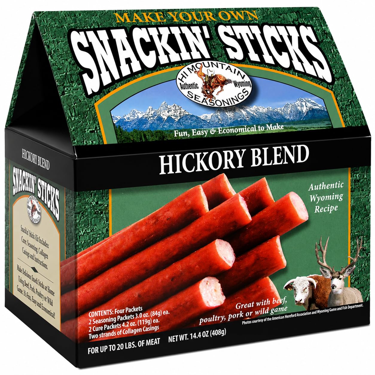 Hi Mountain Snack Stick Seasoning Kit | ORIGINAL | Makes 20 lbs | Complete Snack Stick Kit, Seasoning, Cure, Casings, & Directions Included, For Beef, Deer, Elk, Venison & Wild Game Meat