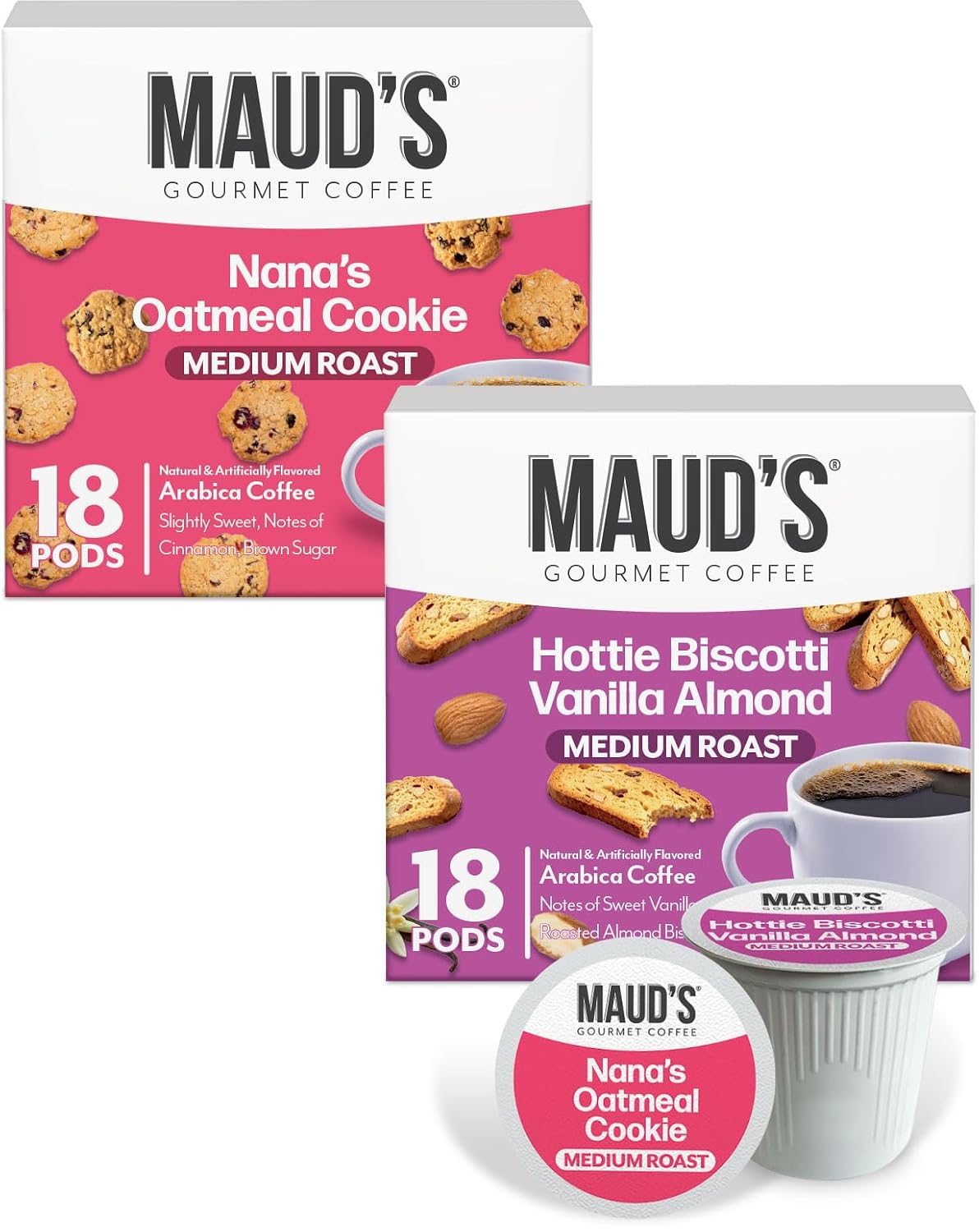 Maud's Family Pack Coffee Pods Variety Pack, 136ct, 12 Assorted Flavors | Medium Roast Flavored Coffee in Single Serve Pods – 100% Arabica Coffee, Compatible with Keurig Coffee Makers