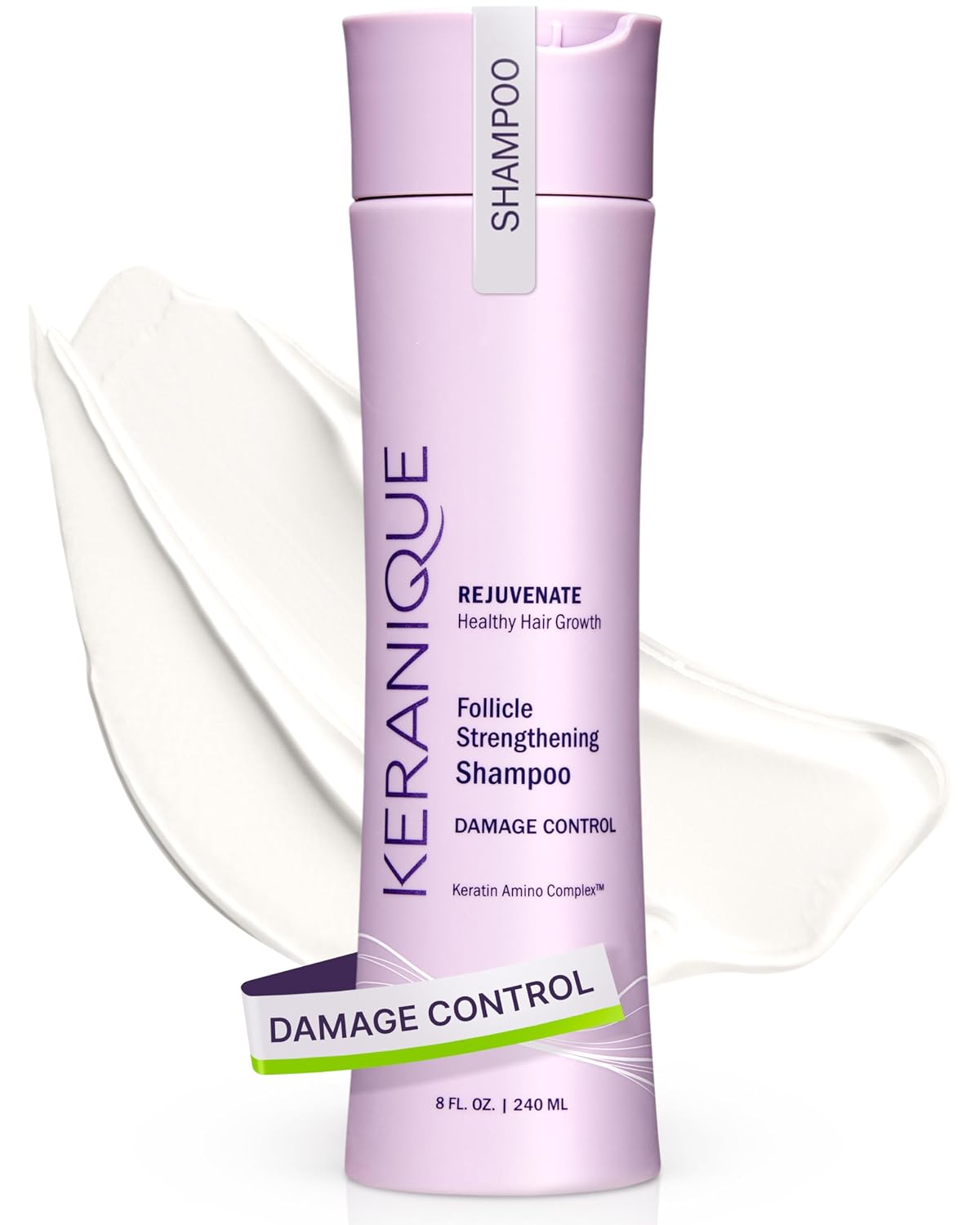 Keranique Scalp Replenishing Keratin Shampoo Damage Control for Thinning Hair, Hair Growth | Keratin Amino Complex, Free of Sulfates, Dyes and Parabens, 8 Fl Oz