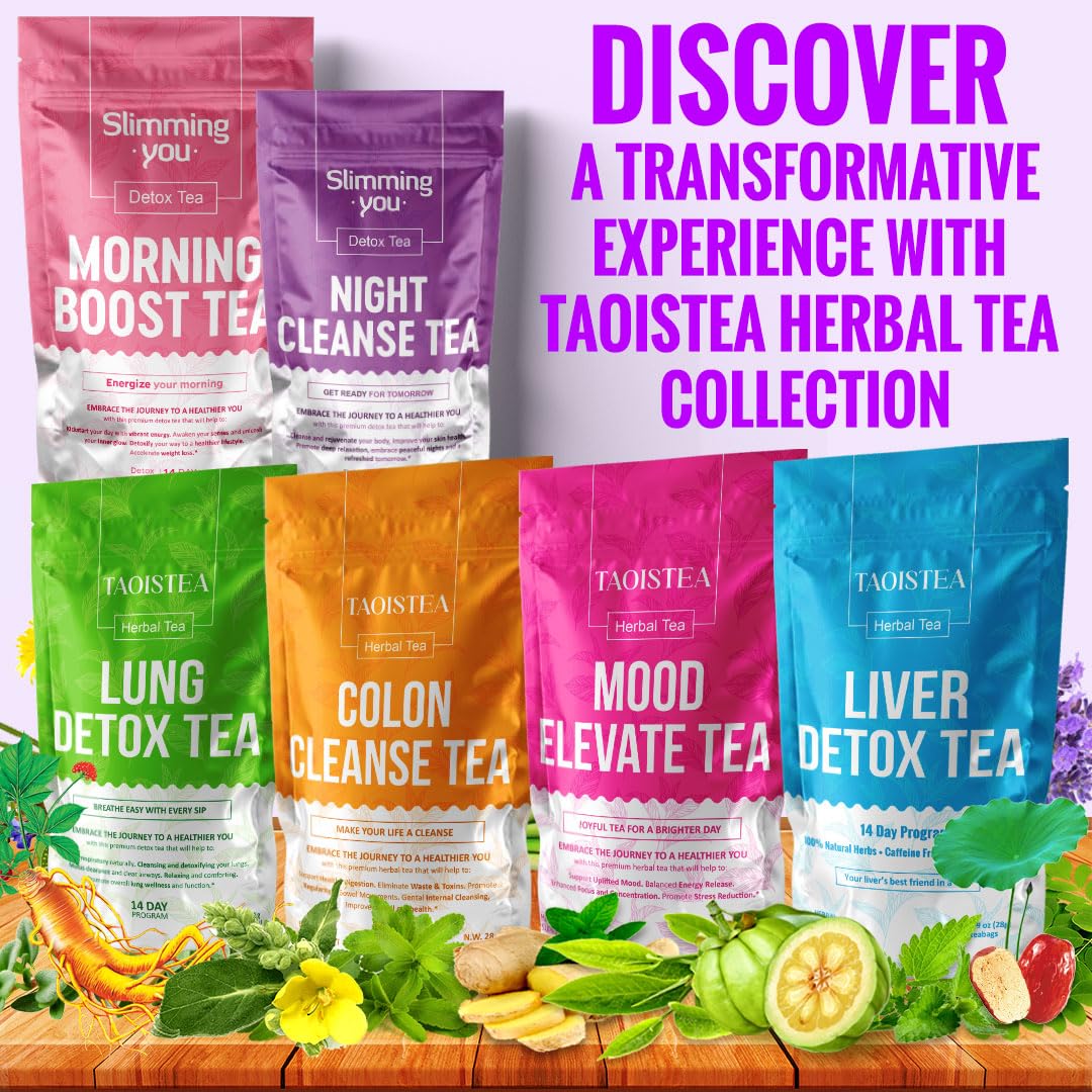 TAOISTEA 14 Day Detox Tea for Weight Loss, Body Cleanse, Metabolism Boost - Morning Boost and Night Cleanse Teas