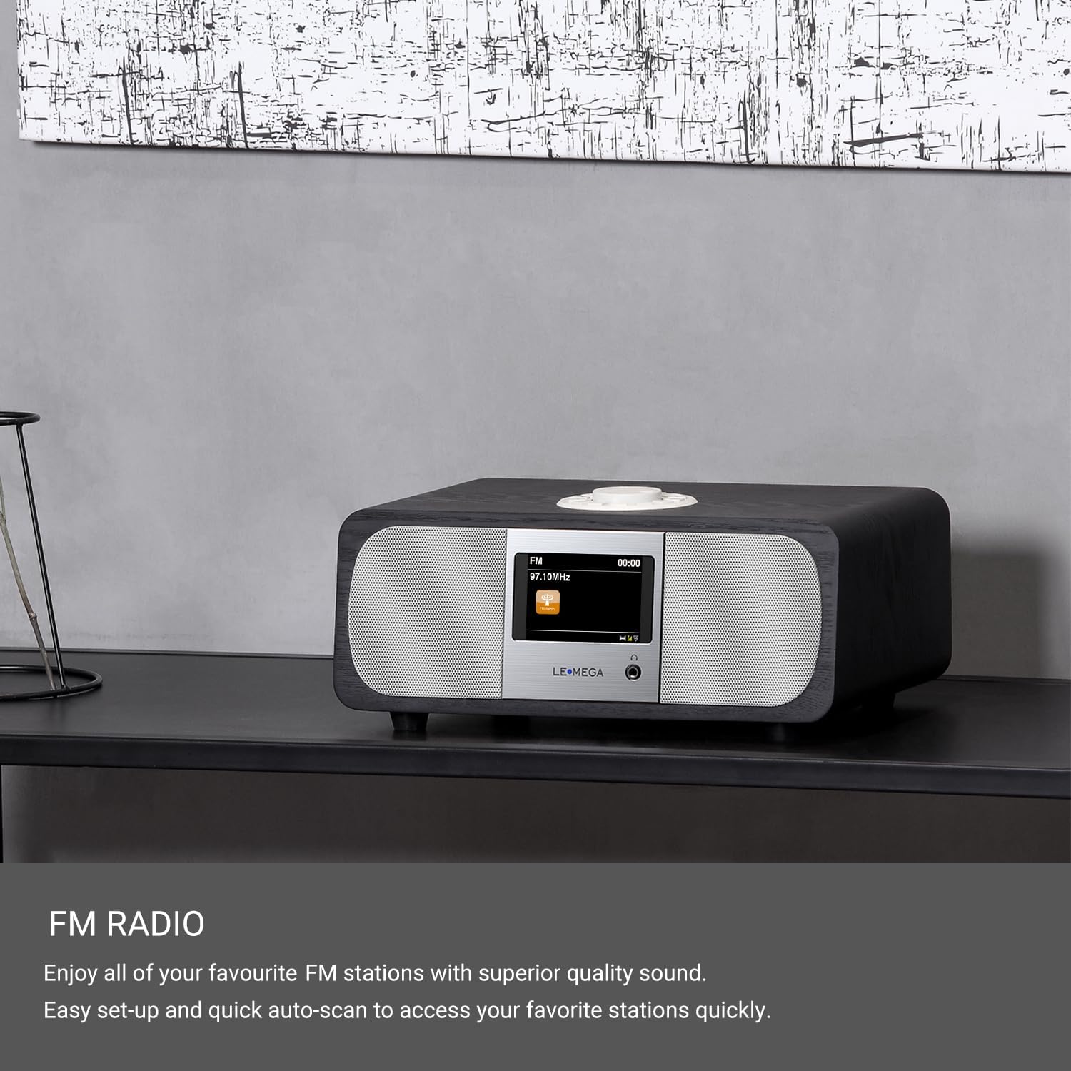 LEMEGA M3+ Internet Radio, Podcasts,Spotify, Bluetooth, FM Stereo, Walnut | Full colour display, 40 presets, remote control, acoustic wooden cabinet, headphone jack, USB, AUX-in, dual alarms clock