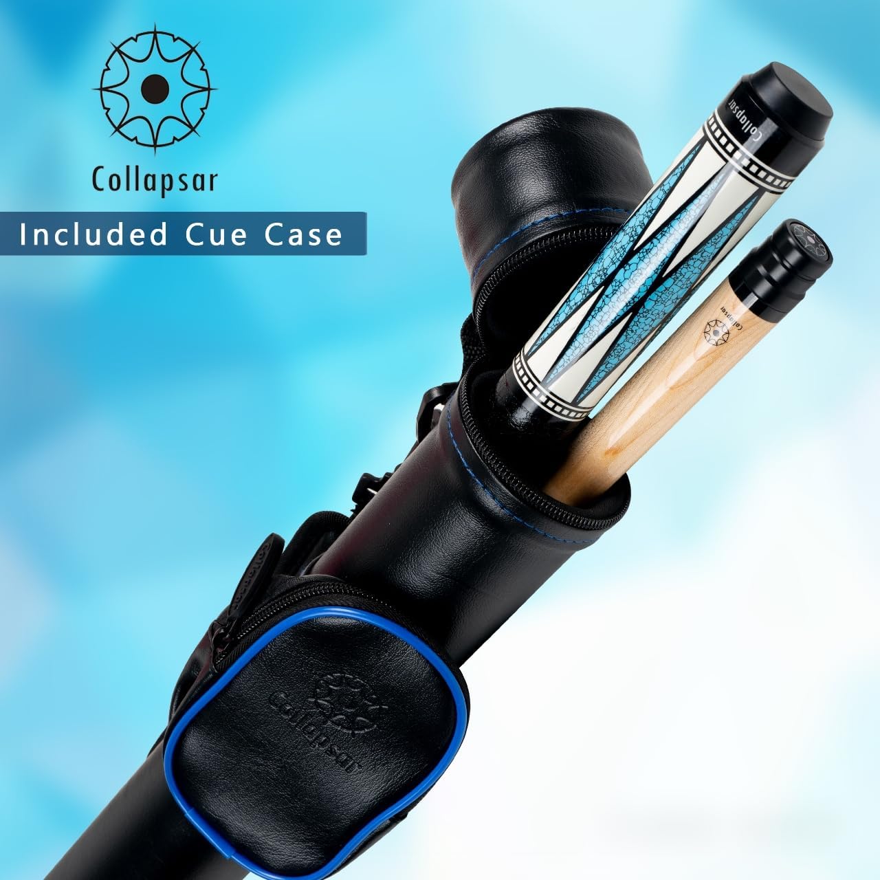 Collapsar CA Pool Stick with 1X1 Hard Case 58" Billiard Cue Stick | Canadian Maple Shaft with 13mm Cue Tip,19-21 oz Professional Pool Cue Set