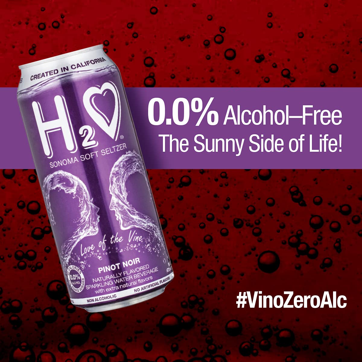 H2o - The Best Non Alcoholic Red Wine - Infused California Sparkling Refreshment, 0.0% Alcohol, (Pinot Noir, Pack of 4-12 Fl oz)