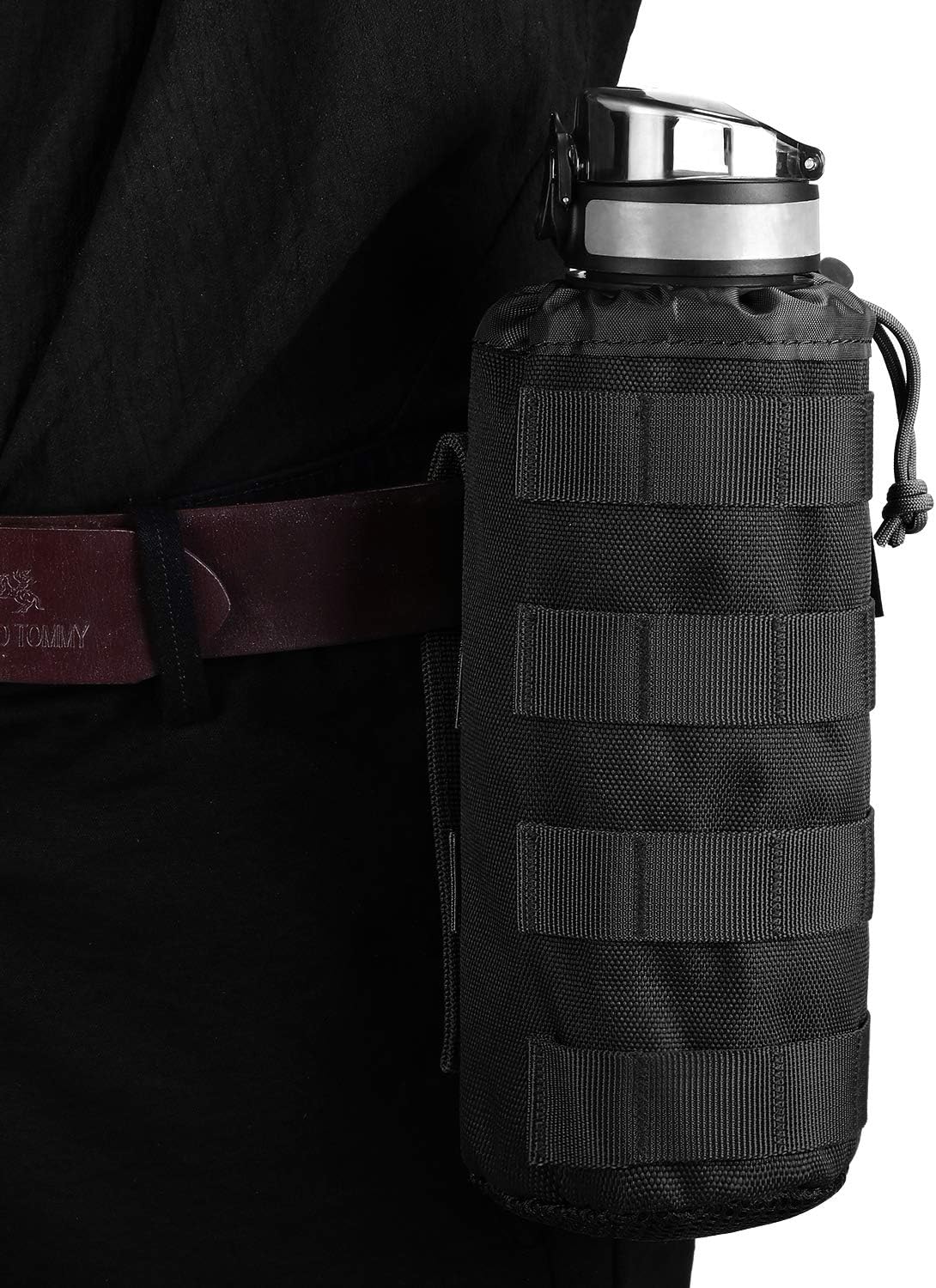Gonex MOLLE Bottle Pouch, Drawstring Water Bottle Holder | 900D Oxford, Mesh Bottom, Fits MOLLE Packs & Vests, Flexible Height, Holds Bottles or Umbrellas