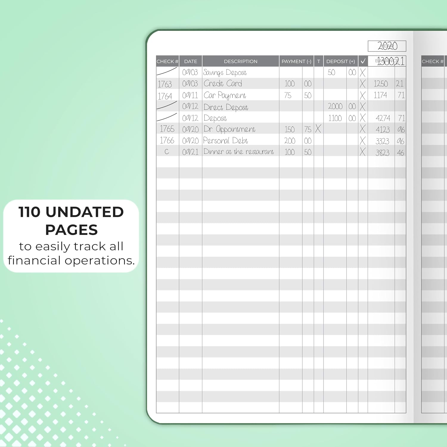 Clever Fox Check Register Book, Checkbook Ledger, 5.8x8.3 Purple