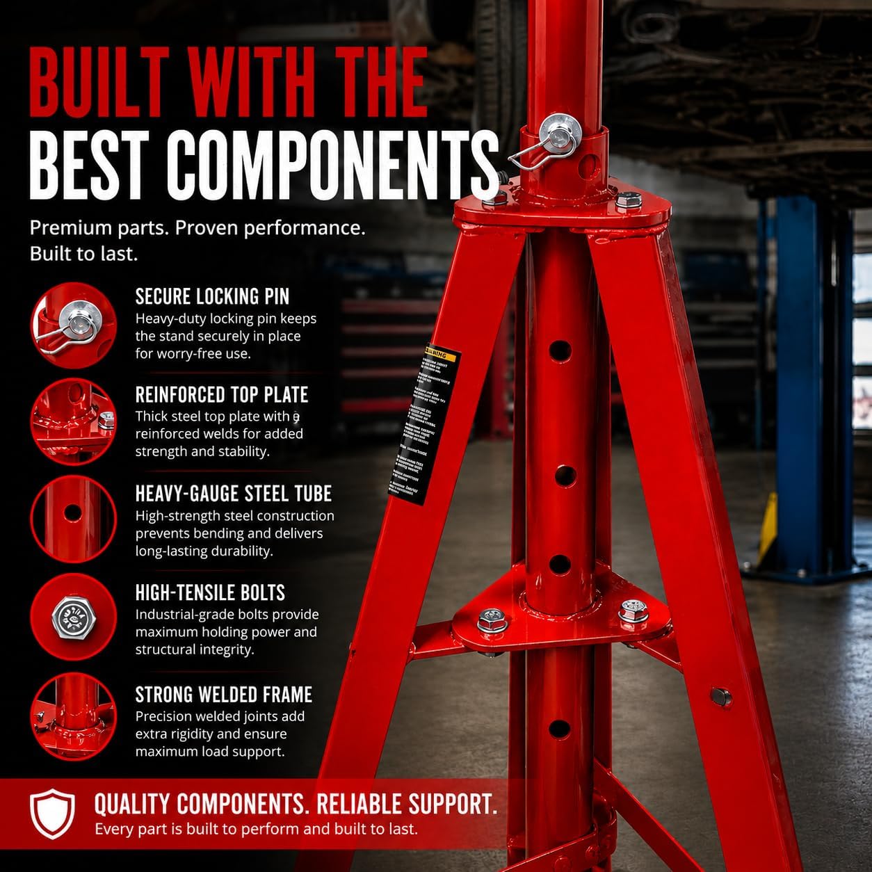 Stark USA Underhoist Tripod Stand 2 Ton Capacity High Lift Jack Stand Reach Under Hoist Stand High-Position Lift Range 4,000lbs Capacity, Red