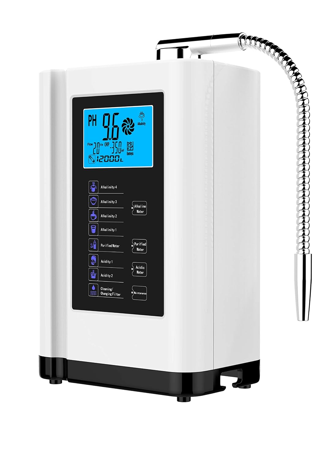 Water Ionizer, Water Purifier Machine PH 3.5-10.5 Alkaline Acid Water Machine, Up to -500mV ORP, 8000 Liters Per Filter, 7 Water Settings