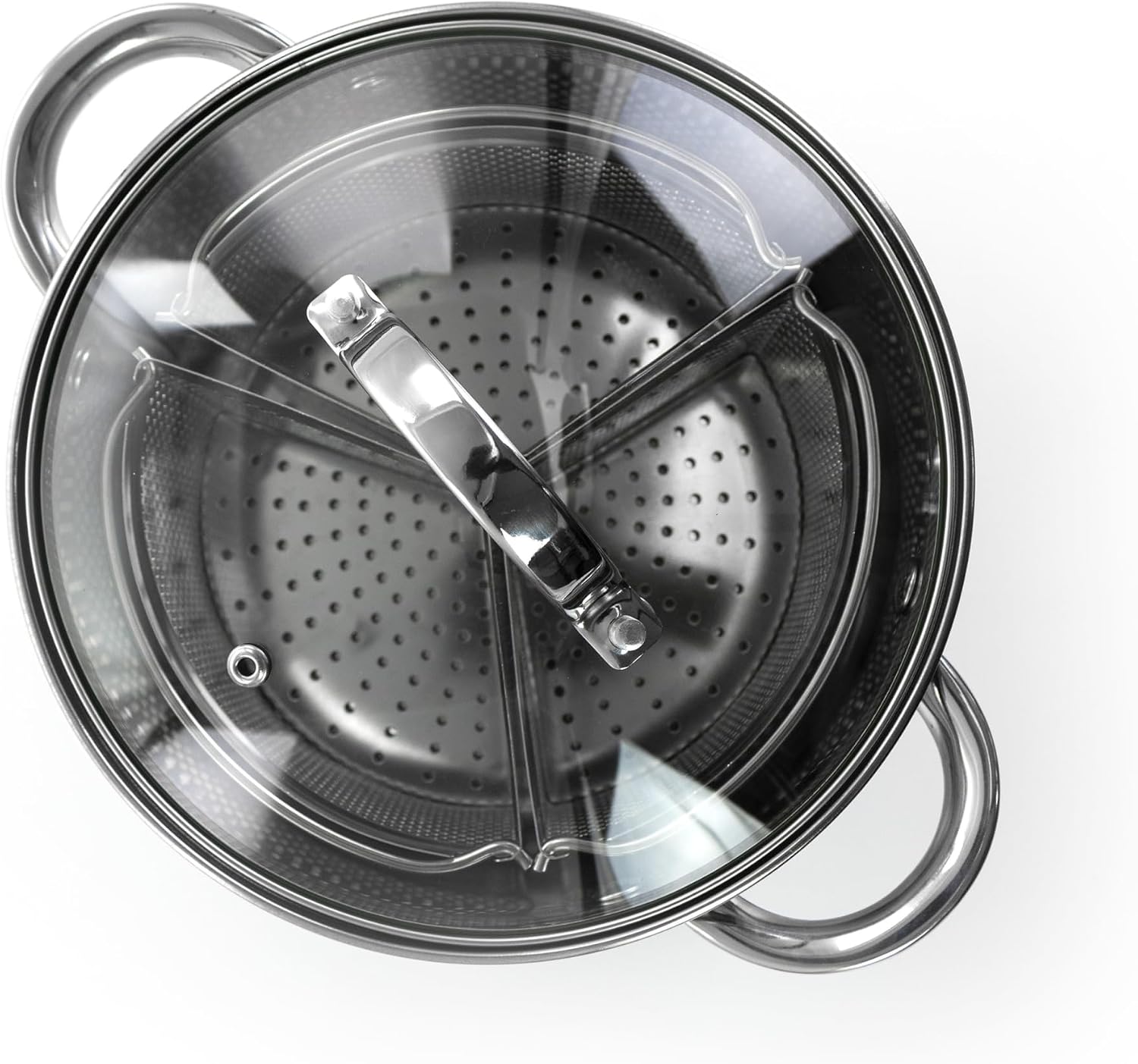 Oster Dutch Oven with Steamer Basket 3-Quart - Sangerfield Stainless Steel, Stovetop Steamer for Vegetables, Rice & Tamales, Dishwasher Safe