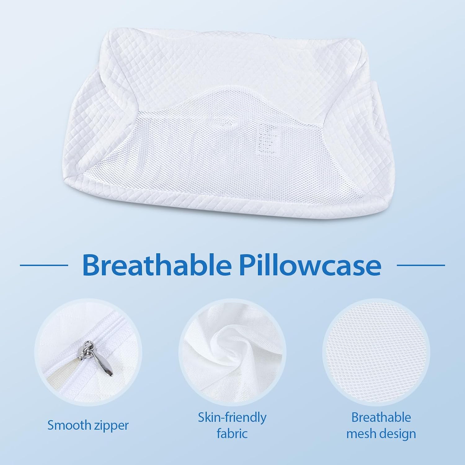 HOMCA Pillowcase PL01 Memory Foam Standard Size Pillow, White
