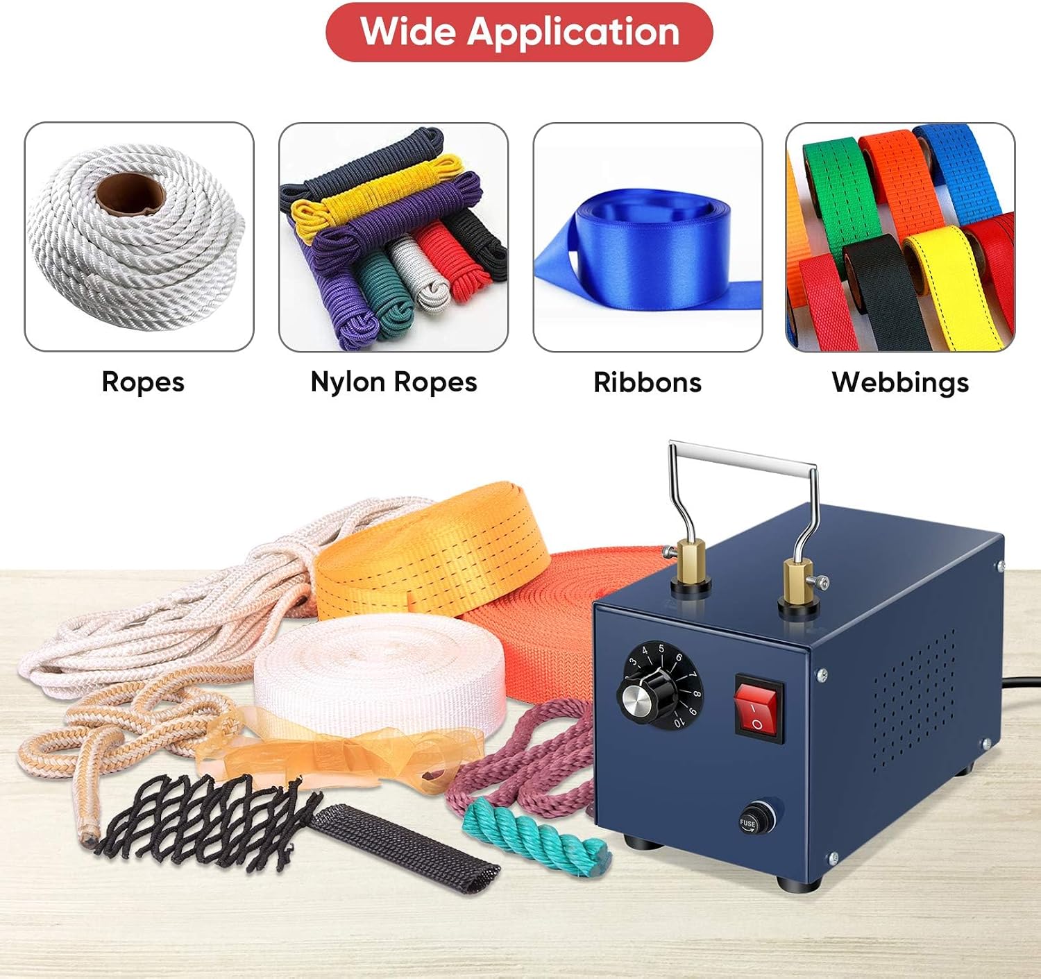 ROMECH 30W Electric Rope Cutter, Hot Knife Thermal Blade, Bench Mount Cutting Tool Kit for Braid Fabric Webbing Belting Ribbon (30W, RM-016)