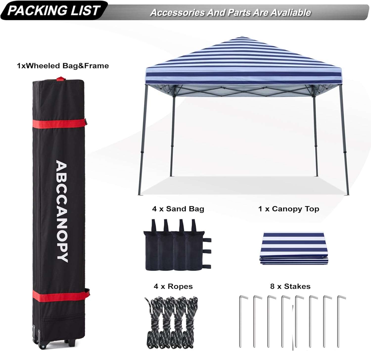 ABCCANOPY 11x11 Pop Up Canopy Tent, Stable Slant Leg Outdoor Shade, Black