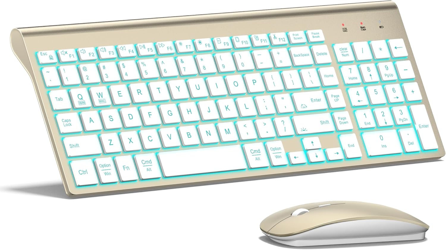 Wireless Keyboard and Mouse Ultra Slim Combo, TopMate - White | 2.4G Silent Compact 2400DPI Mouse and Scissor Switch Keyboard Set with Cover, Batteries Included, for PC/Laptop/Windows/Mac