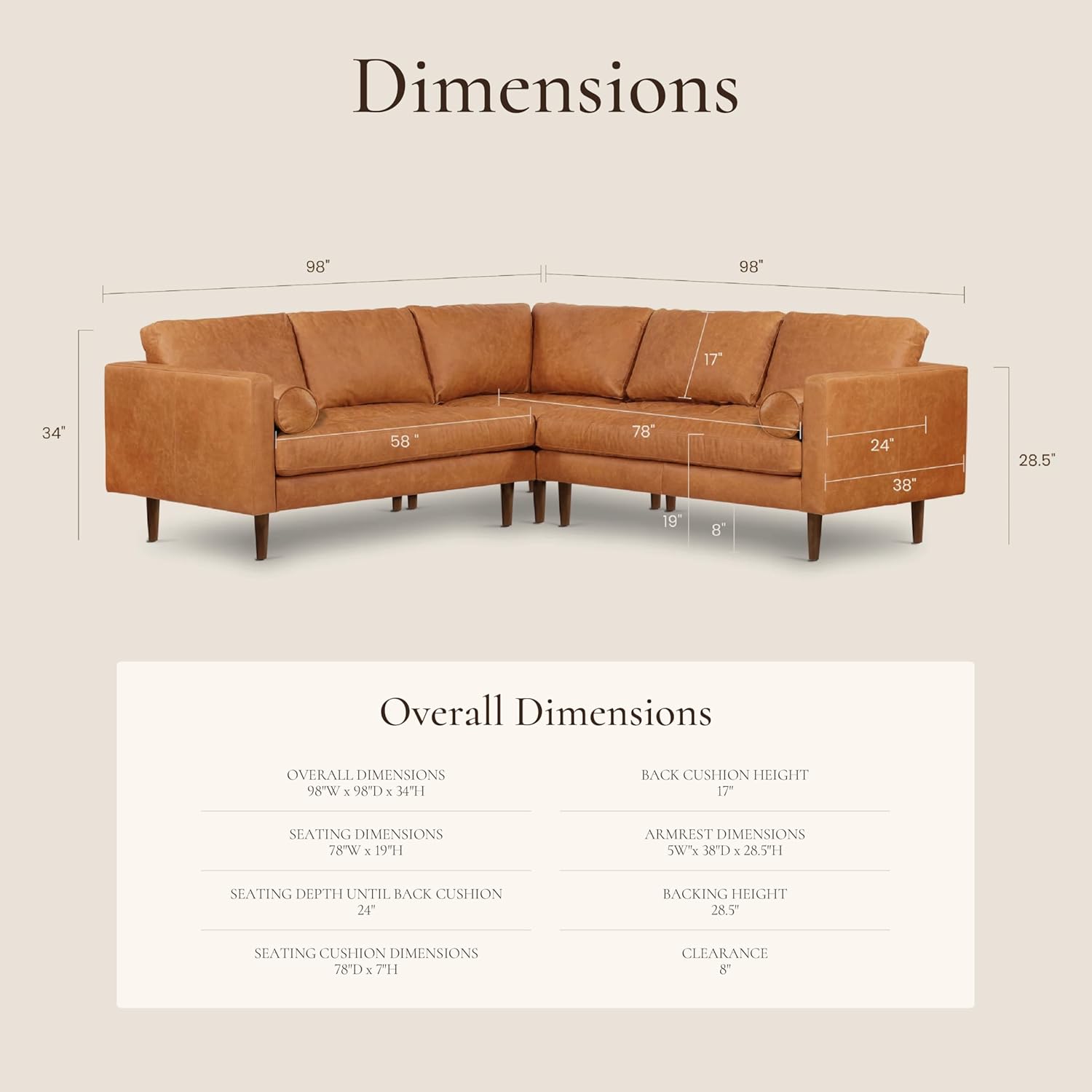 Poly & BARK 55" Tufted Leather Bed Bench for Bedroom End of Bed - Living Room Entry Way Bench - Pure Italian Leather Upholstery with a Solid Wood Frame - Ottoman Bench with Wooden Legs - Cognac Tan