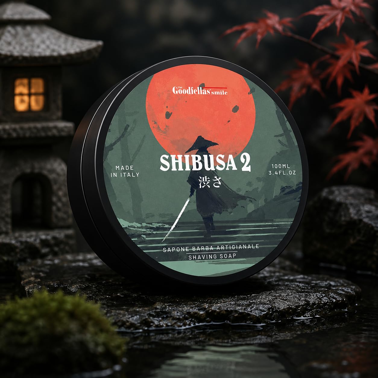 Goodfellas' Smile Shibusa 2 Tallow Shaving Soap, Made in Italy | Builds Dense, Cushioning Lather For Smooth Razor Glide, Scented With Almond, Peach