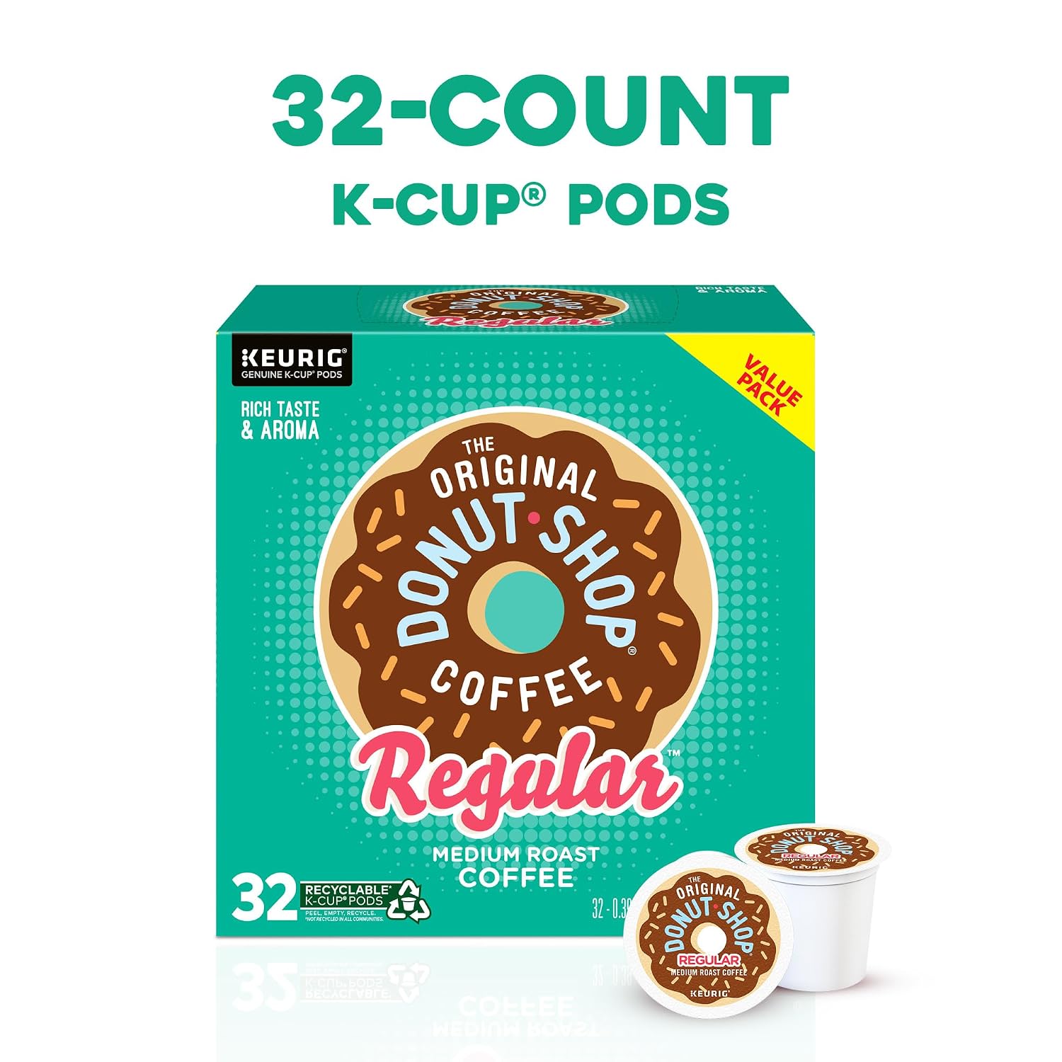The Original Donut Shop Regular, Single-Serve Keurig K-Cup Pods, Medium Roast Coffee Pods, 96 Count