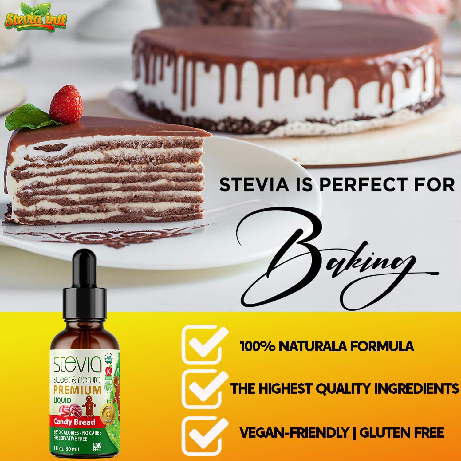 Candy Bread Premium Quality Stevia Drops | Organic Liquid Stevia |Best Sugar Substitute | 100% Pure Extract | All Naturally Sweet | Non-Bitter