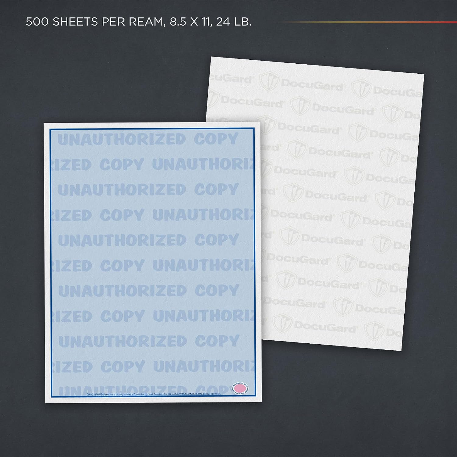 DocuGard Advanced Blue Multi-Purpose Security Paper - Fraud Prevention - 7 Security Features - Laser & Inkjet Printer Compatible - 8.5" x 11“ - 24 lb - 500 Sheets (04546)