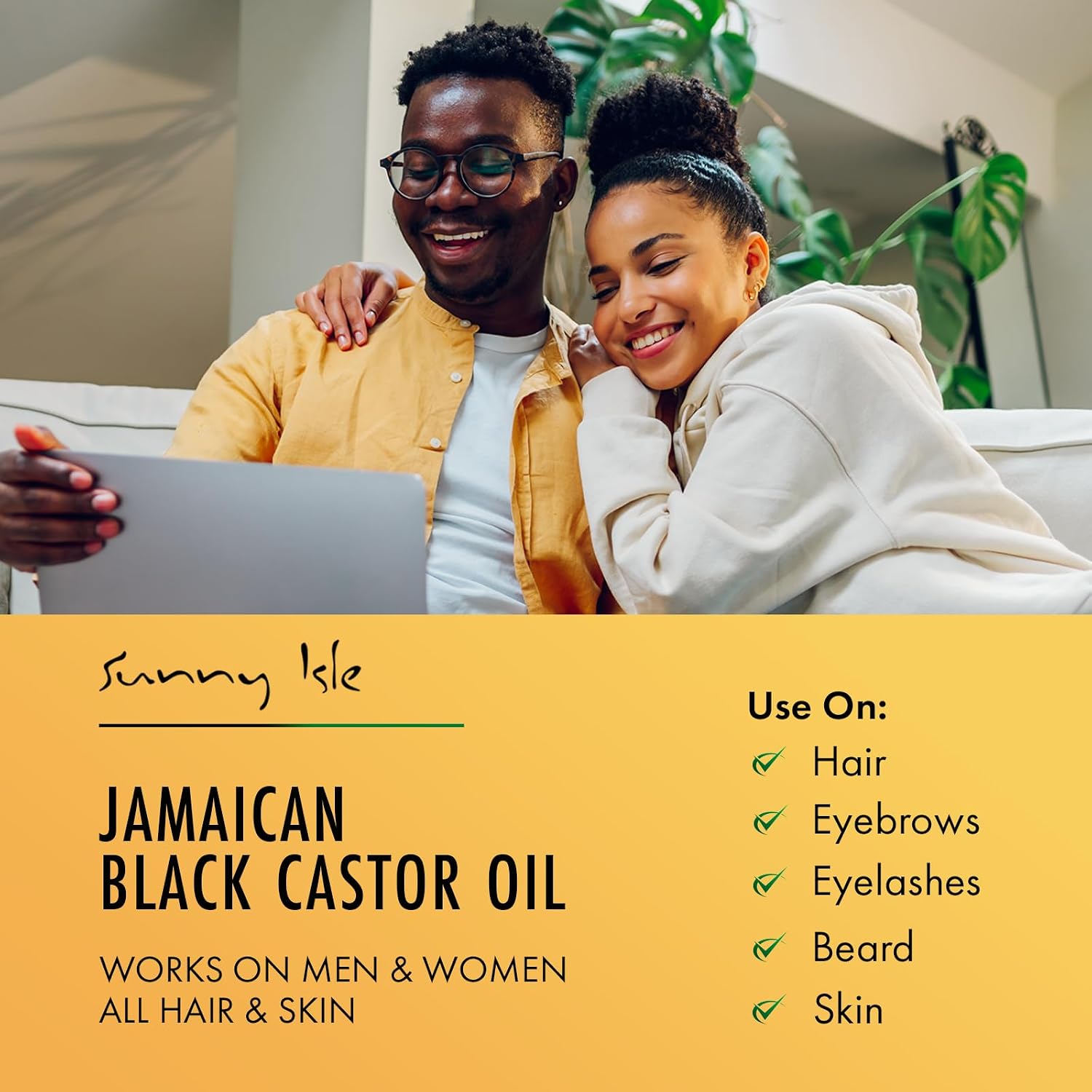 Sunny Isle Jamaican Black Castor Oil 4oz, Original, Authentic | Moisturizing JBCO for Hair Growth, Scalp Care, Edges, Eyebrows & Eyelashes, Conditioning for Dry Skin, Unscented