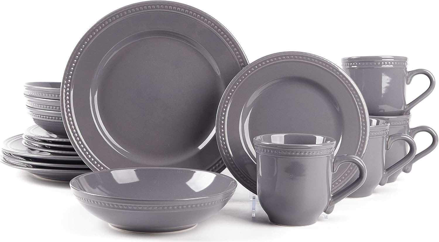 HomeVSS 20-Piece Pearl Dots Stoneware Dinnerware Set, Pink, Service for 4
