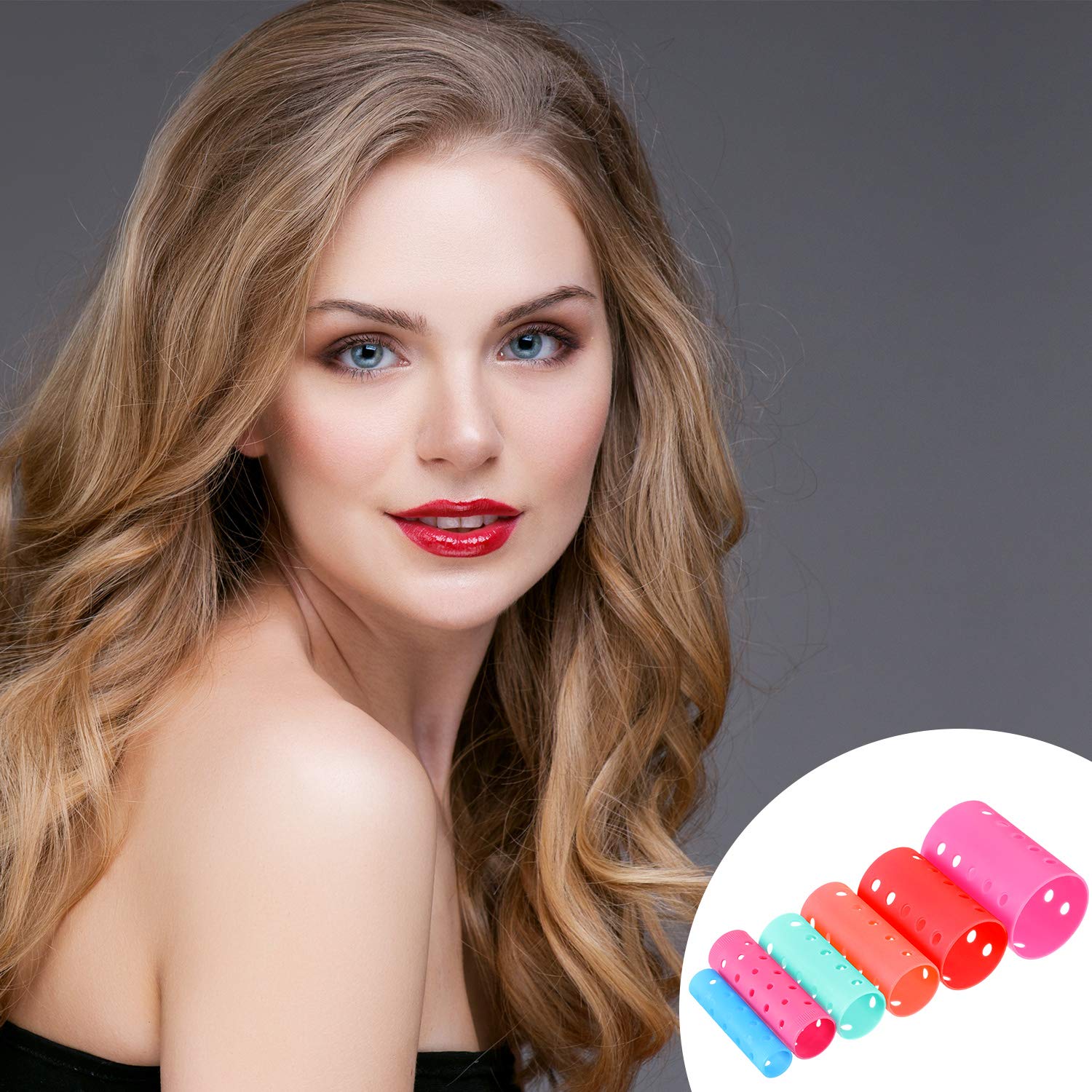 Blulu 72-Piece Multicolor Magnetic Rollers Set with 54 Hair Rollers, 18 Duck Teeth Bows, and Hair Clips - Hairdressing Curlers Tools for Men and Women