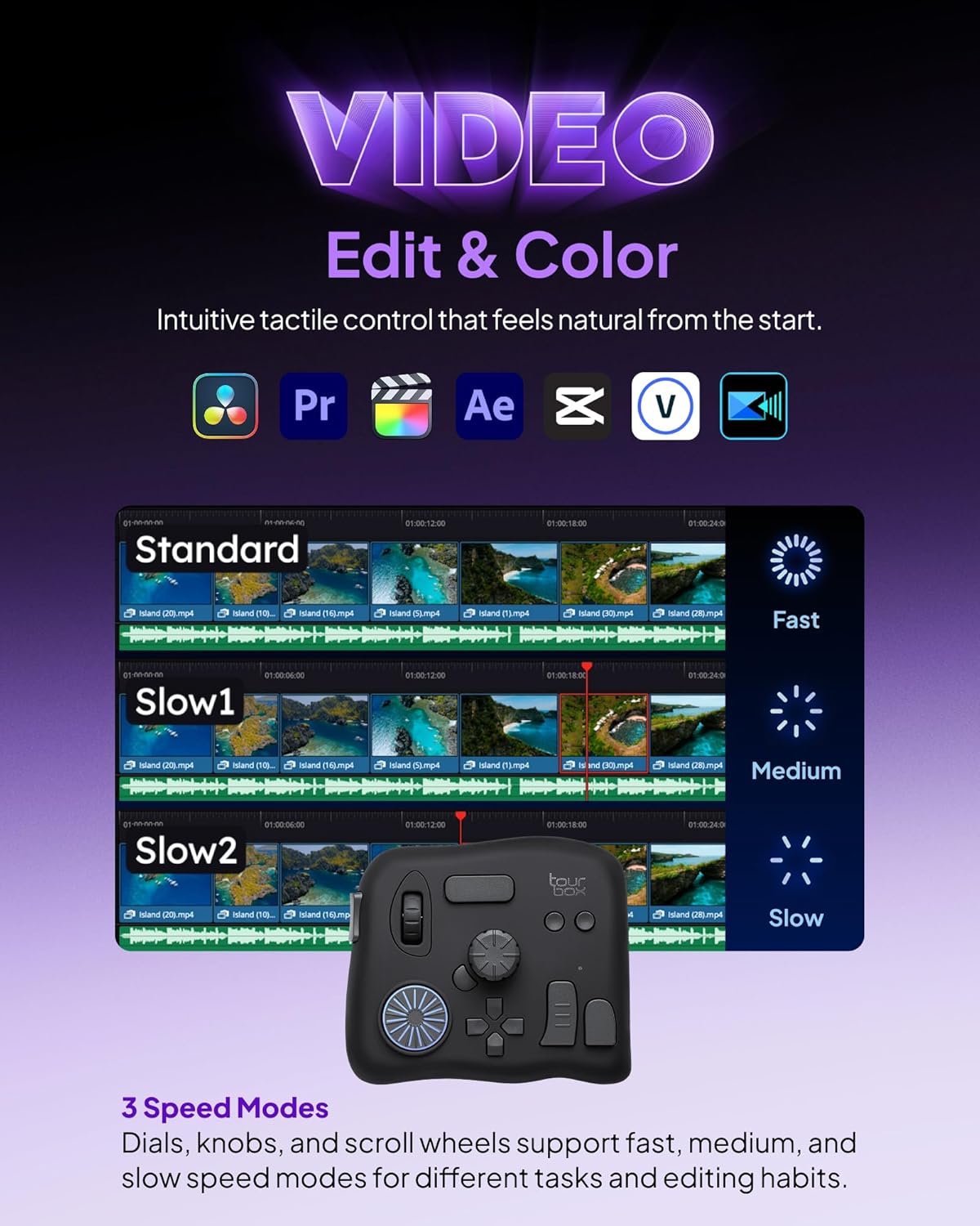 TourBox NEO - Customizable Editing Controller, Photo Color Grading Illustration Speed Editor, Intuitive Control Boost Productivity