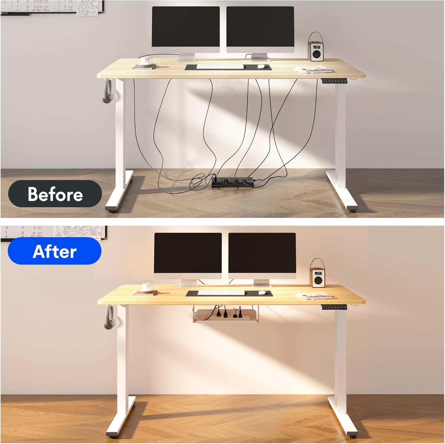 FLEXISPOT EN2 48"x24" Standing Desk with Power Strip Bundle, Black