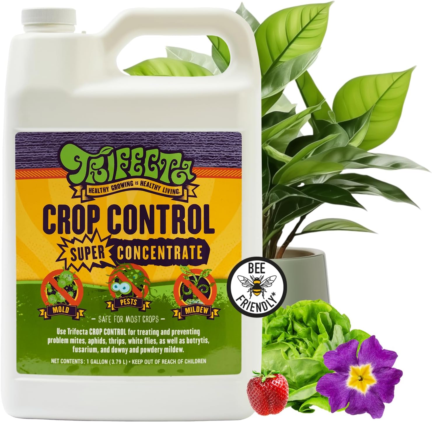Trifecta Crop Control Super Concentrate | 4 oz | All-in-One Pesticide, Fungicide, Miticide And Insecticide | For Spider Mites, Mildew, Mold And Botrytis