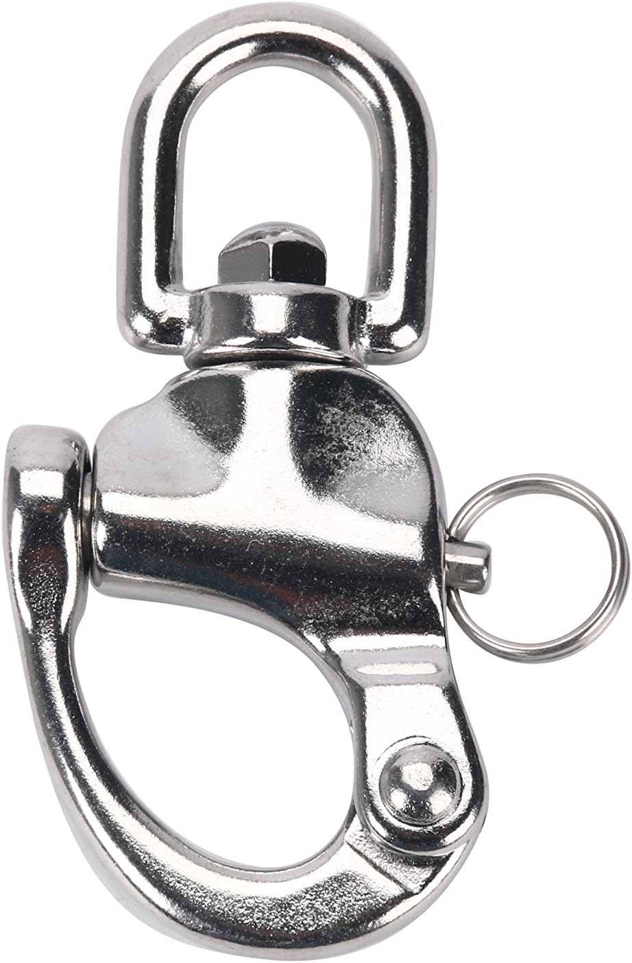Amarine Made Pair of Swivel Eye Snap Shackle Quick Release Bail Rigging Sailing Boat Marine Stainless Steel for Sailboat Spinnaker Halyard CD309012