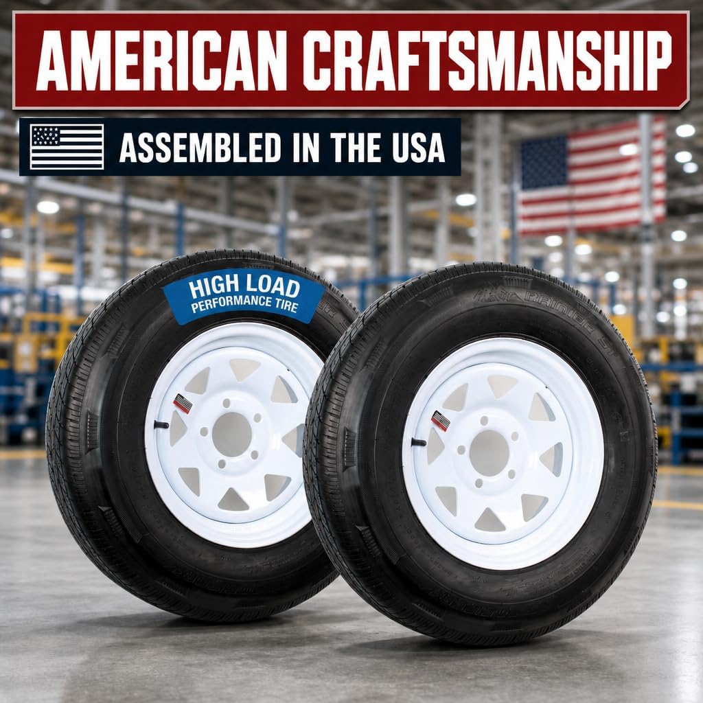 eCustomrim 2-Pack Radial Trailer Tire Rim Assembly ST205/75R14 5 Lug Load D