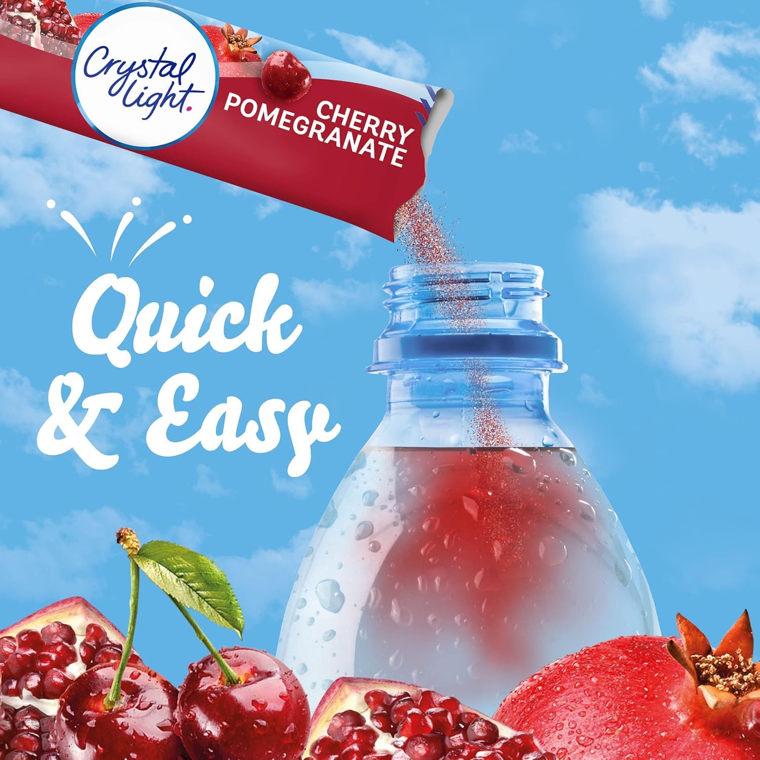 Crystal Light On-The-Go Drink Mix Packets, Sugar Free Powdered Water Enhancer, Naturally Flavored Low Calorie Beverage Mix, Cherry Pomegranate, 0.11 Ounce Packets, 10 Count (Pack of 4)