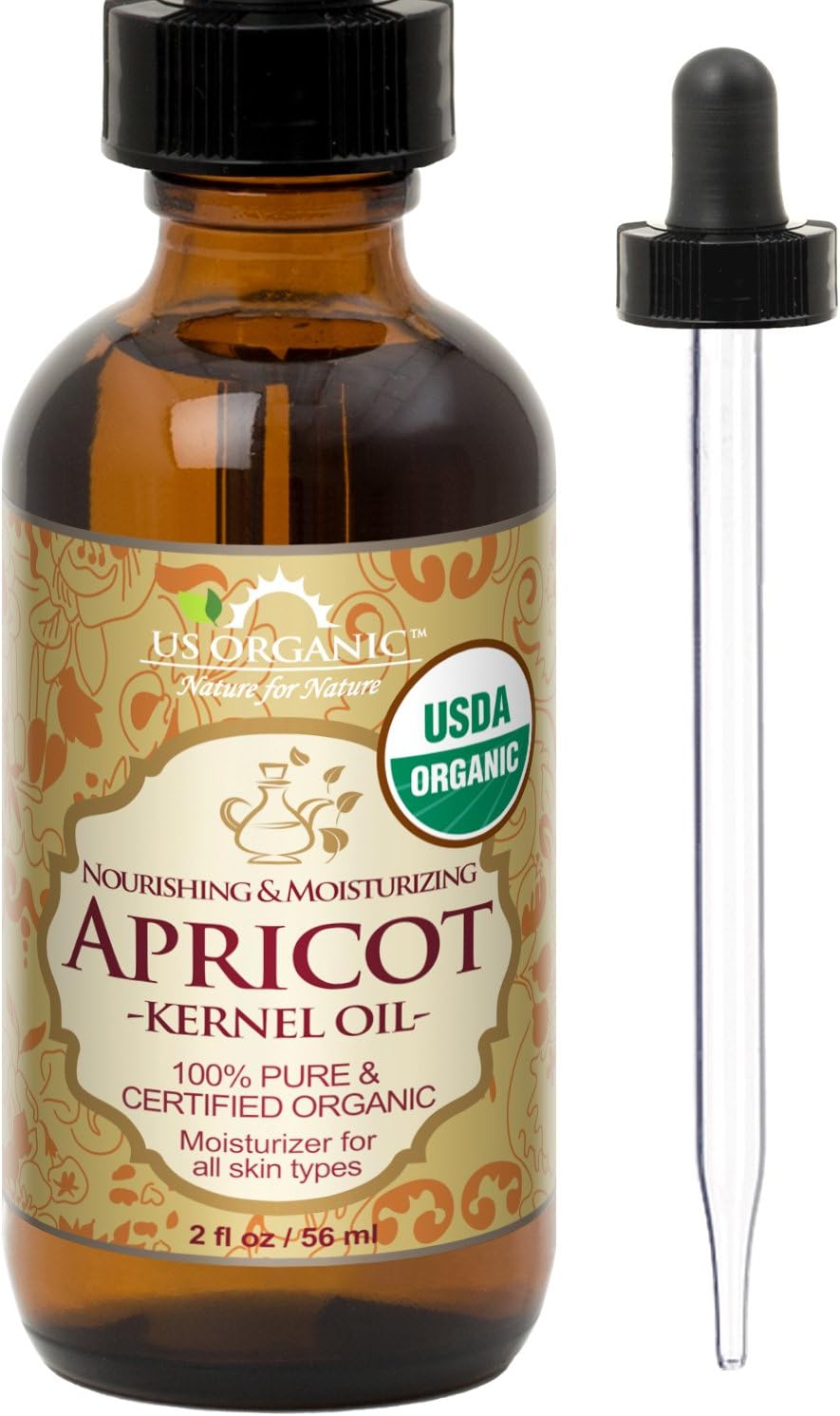 US Organic Moroccan Argan Oil, USDA Certified Organic,100% Pure & Natural, Cold Pressed Virgin, Unrefined, 2 Oz in Amber Glass Bottle, for Hair treatment, Skin, Nail, Cuticle, Sourced from Morocco.