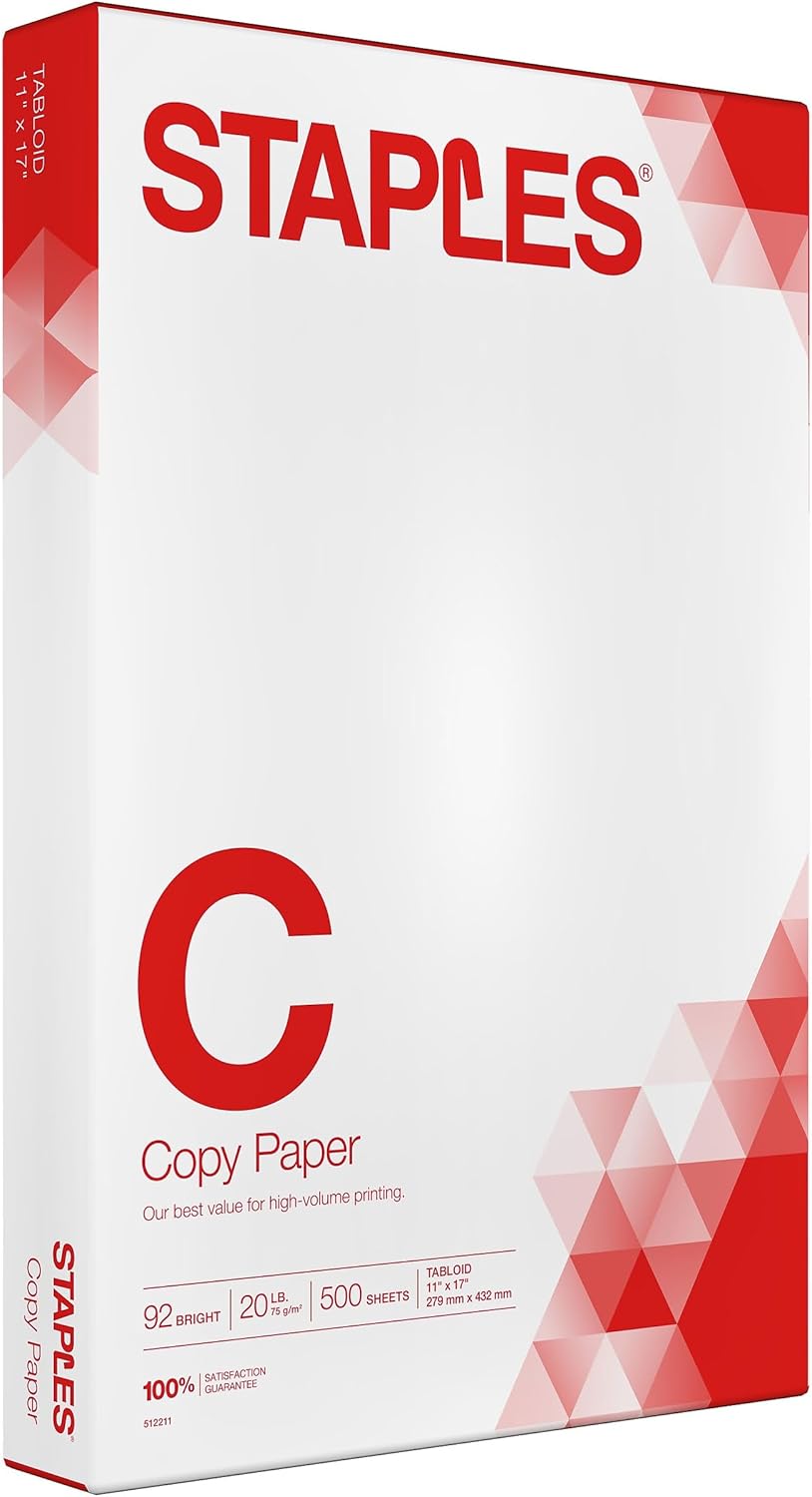 Staples TRU RED Copy & Printer Paper, 8.5 x 11, 20 lb, 92 Bright, 5,000 Sheets/Carton, White Letter Size Paper for Office, School & Home