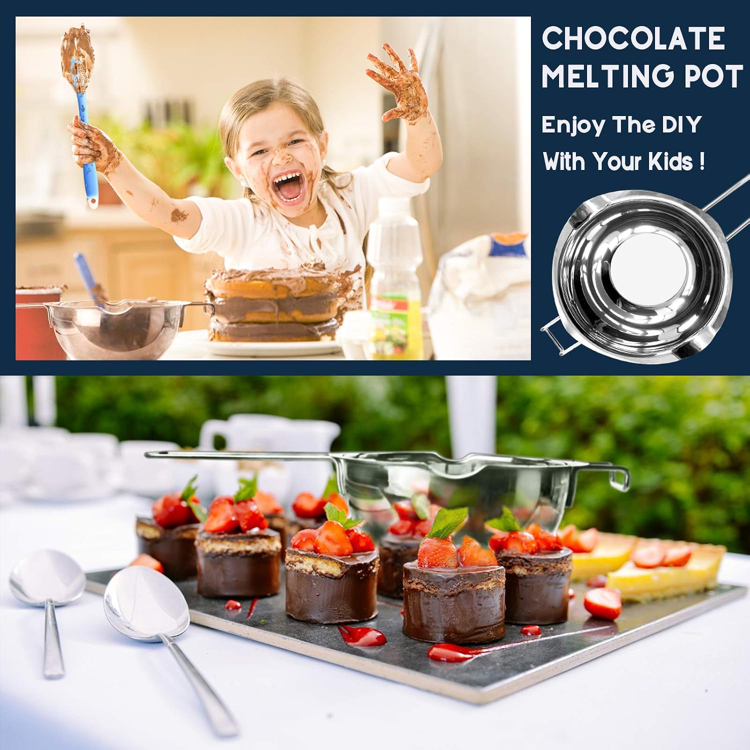 1QT Double Boiler Chocolate/Wax/Candy Melting Pot with Silicone Spatula