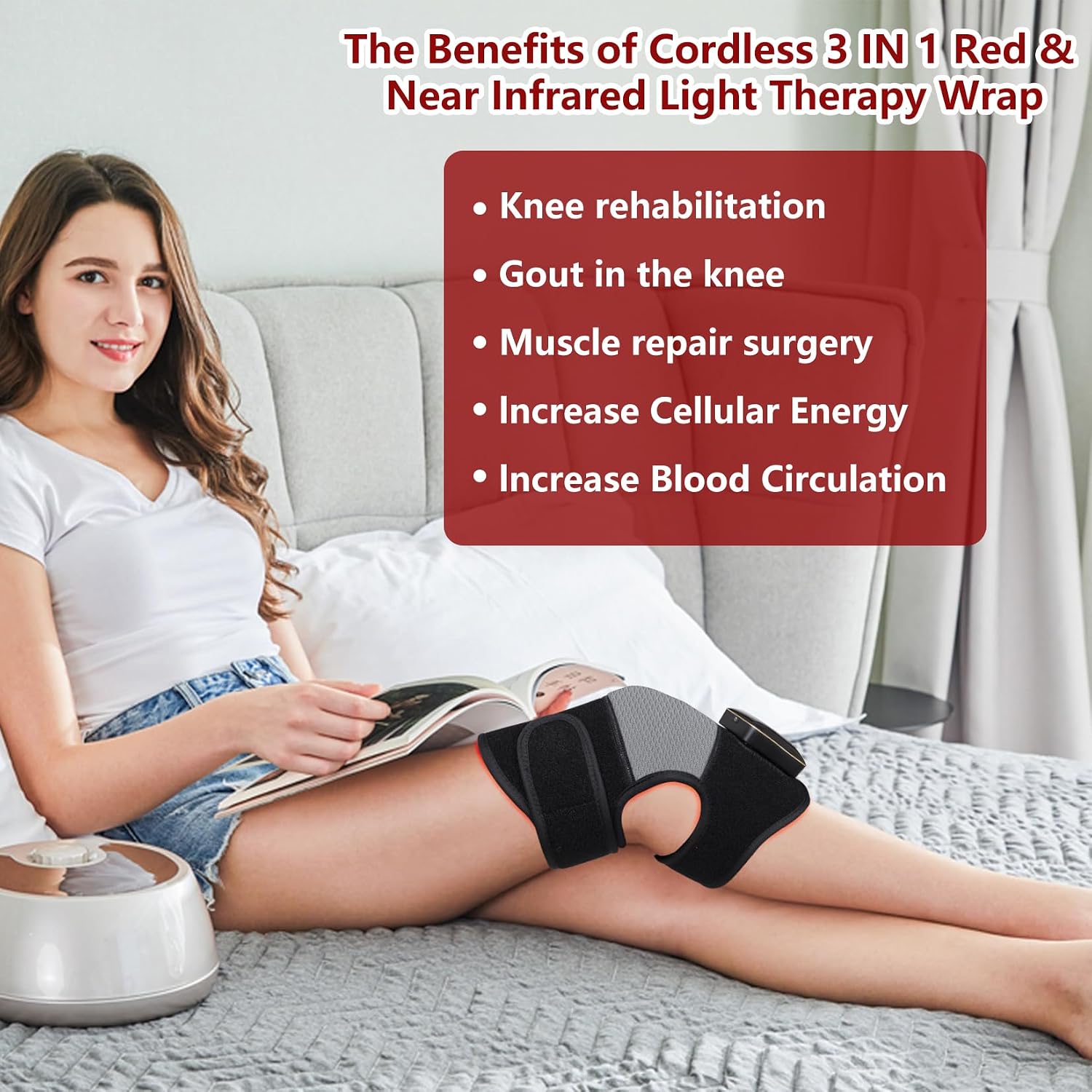 DGXINJUN Red Light Therapy Device for Body Calf Arm Pain Relief Near Infrared Light Therapy 850nm LED Muscle Wrap for Leg Home Use Nerve Damage Deep