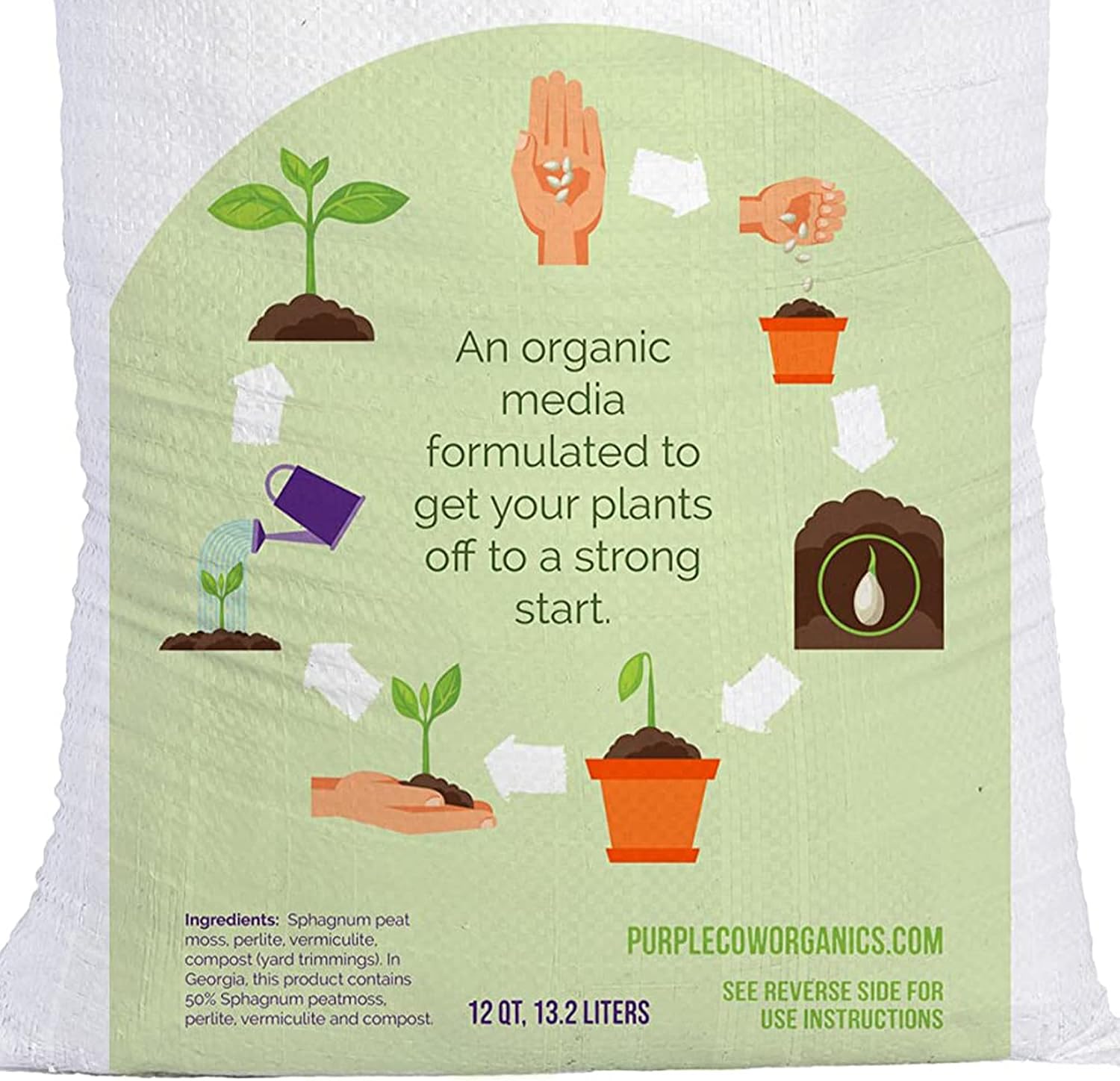 Purple Cow Organics Seed Starter 12 Quart Bag, All Natural and Organic, Fast Seedling Germination, Grows Strong Roots for Indoor Gardens