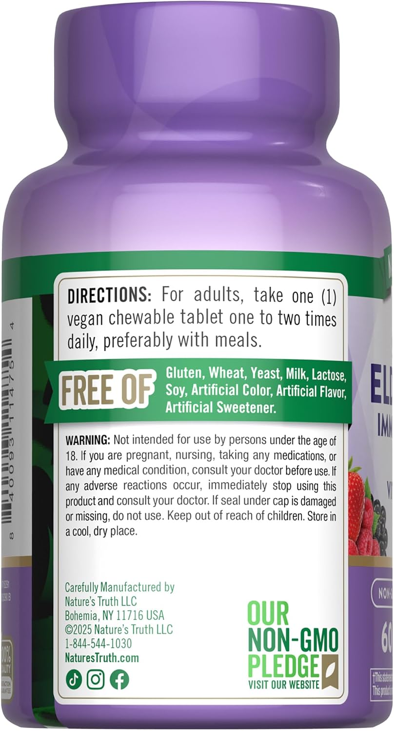 Nature's Truth Elderberry Immune Complex | 60 Chewable Tablets
