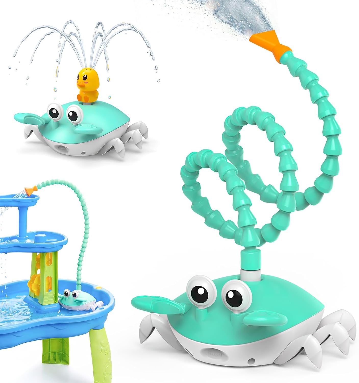 Water Table Pump, 5400mAh Rechargeable Crab Water Pump Toy for Kids age 1-3 with 8Hrs Play time, IP67 Waterproof