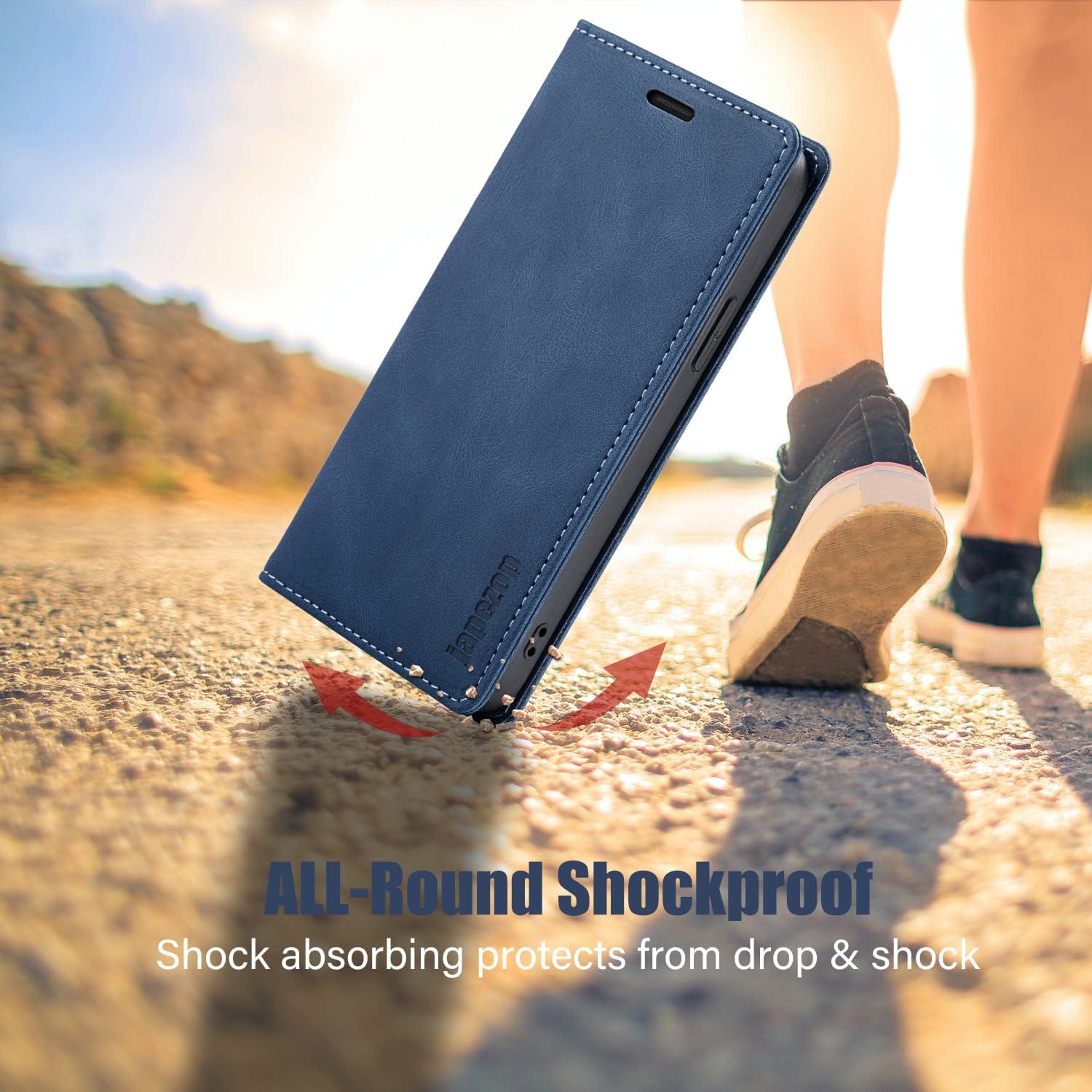 japezop iPhone 12 Mini Wallet Case with [RFID Blocking],Blue