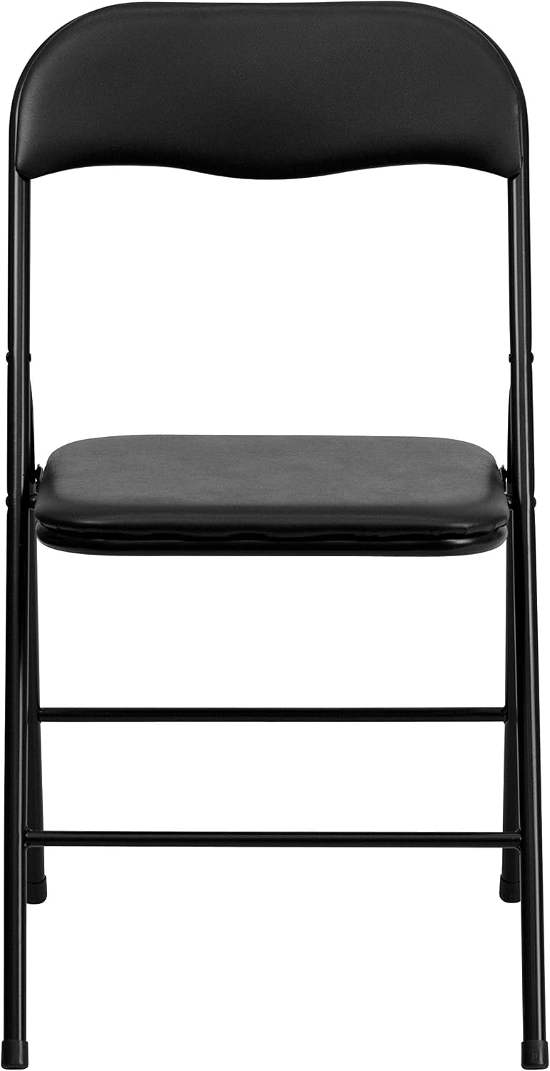 Flash Furniture Madelyn 33.5" Square Folding Multipurpose Card Table with Padded Vinyl Top, Portable Folding Game Table for 4 Players, Black