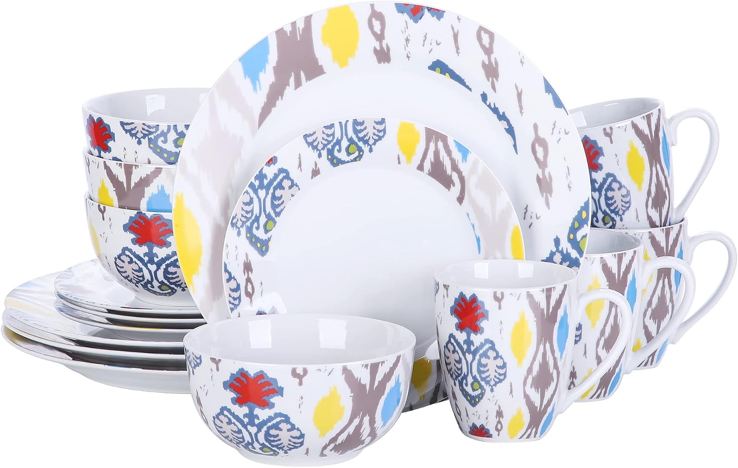 VEWEET 30 PCS Ceramic Dinnerware Sets for 6, Pink Floral Dish Set, ANNIE | Porcelain Dinner Set Including Dessert Plates, Soup Plates, Dinner Plates, Cups & Saucers, Microwave & Dishwasher Safe