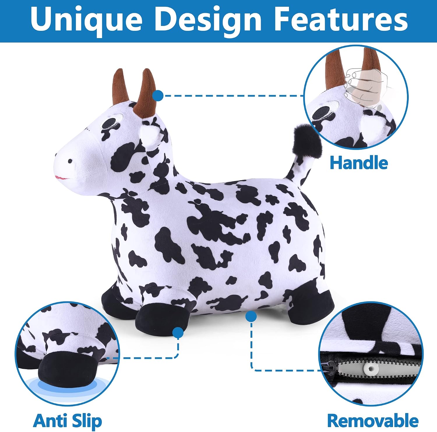Bouncy Pals Toddler Horse Hopper Toy, Kids Outdoor Ride Bounce Farm Animal | Inflatable Bouncing Hopping Toy, Indoor Baby Plush Bouncer Horse, Birthday Gift for 18 Month 2 3 4 Year Old Child Boys Girls