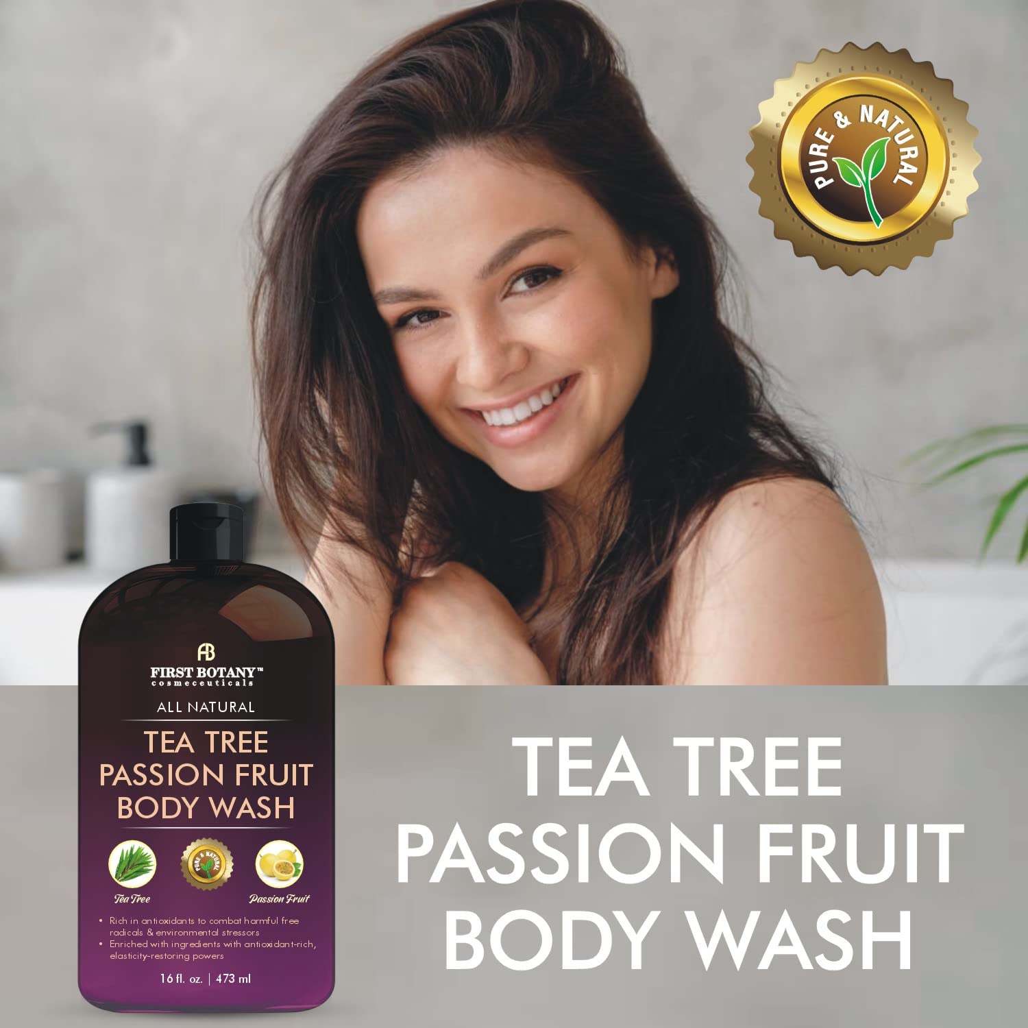 Tea Tree Eucalyptus Body Wash & Skin Cleanser for Women & Men, 16 Fl Oz